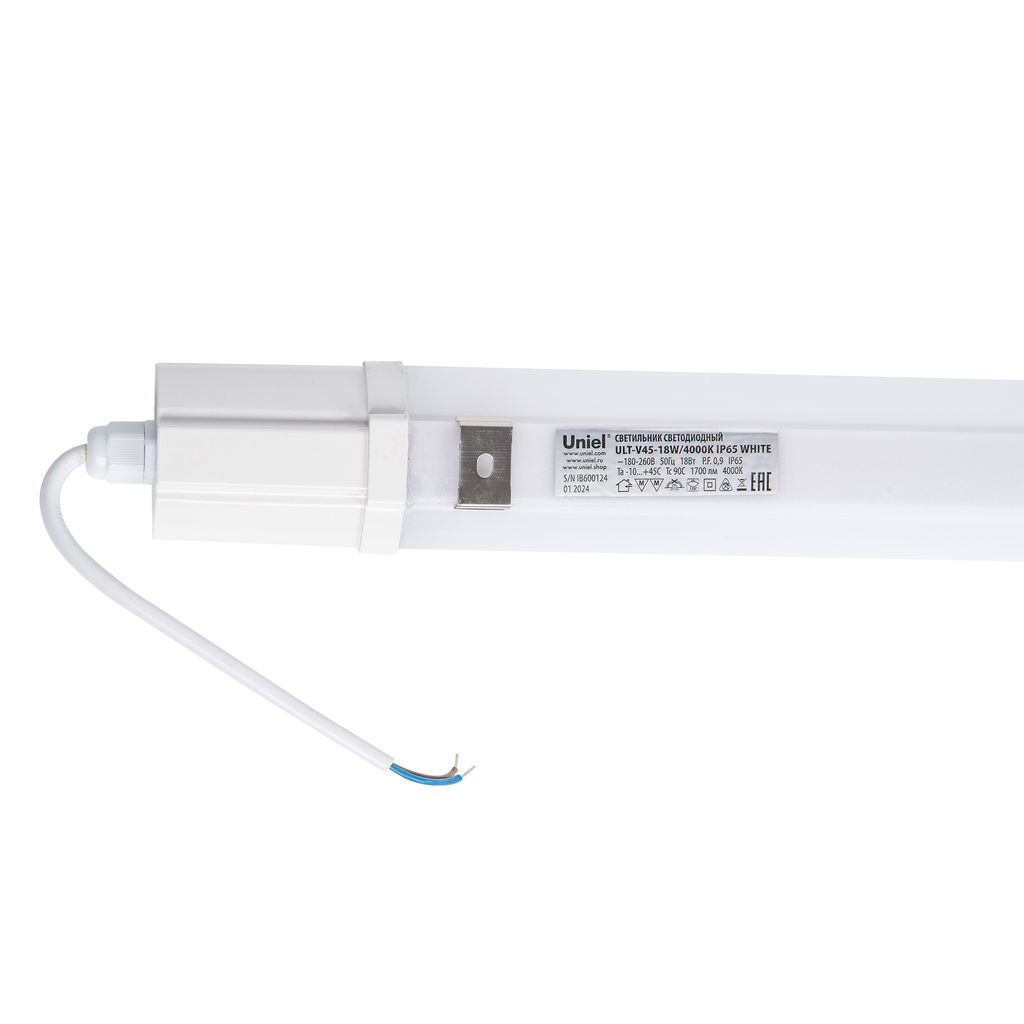 ULT-V45-18W/4000K IP65 WHITE Светильник светодиодный линейный. Белый свет (4000K). Корпус белый. ТМ Uniel