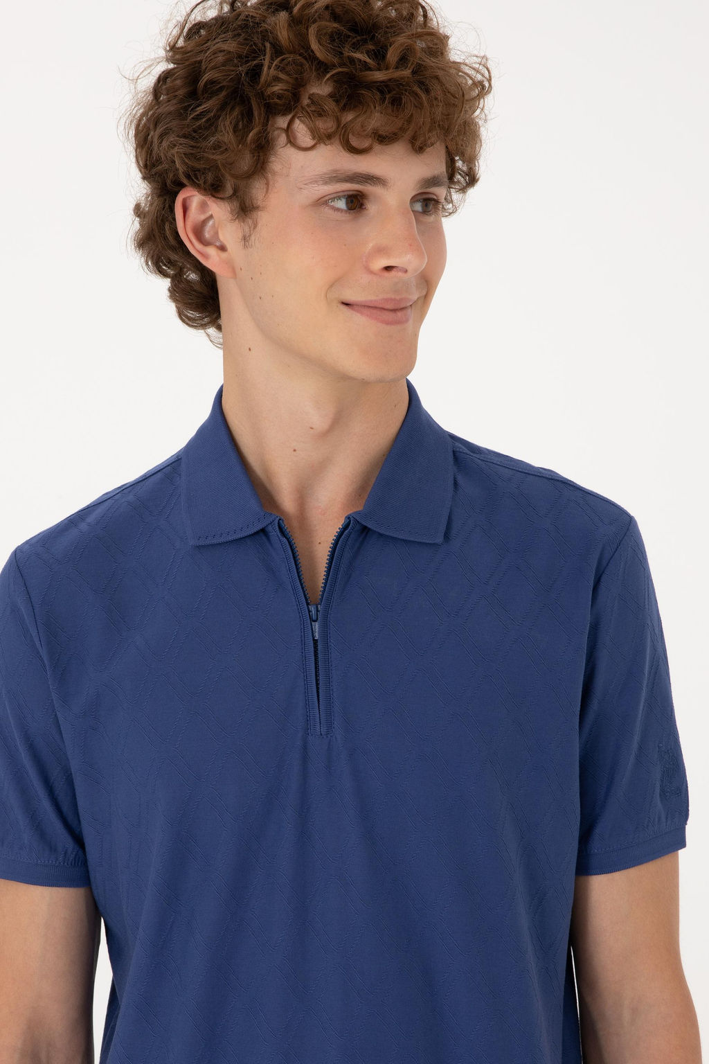 Erkek Regular Fit Fermuarl_ A__k Lacivert Desenli Ti__rt Sepette S_rpriz _ndirim - U.s. polo assn фото 2