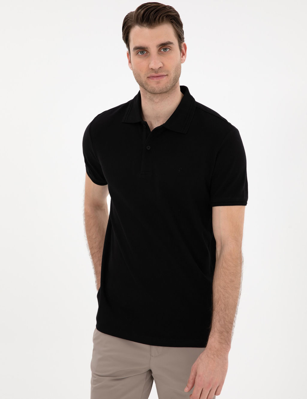 Siyah Slim Fit %100 Pamuk Polo Yaka Basic Ti__rt - Pierre cardin фото 3
