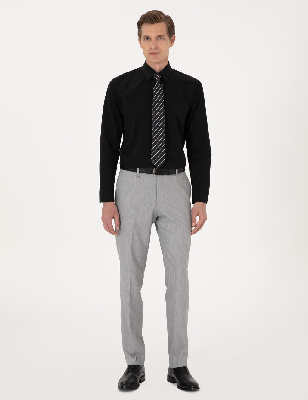Siyah Slim Fit Uzun Kollu Basic G_mlek