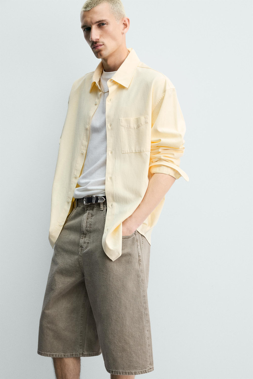 BERMUDA DENIM BALLOON FIT ESTRUCTURA / Khaki