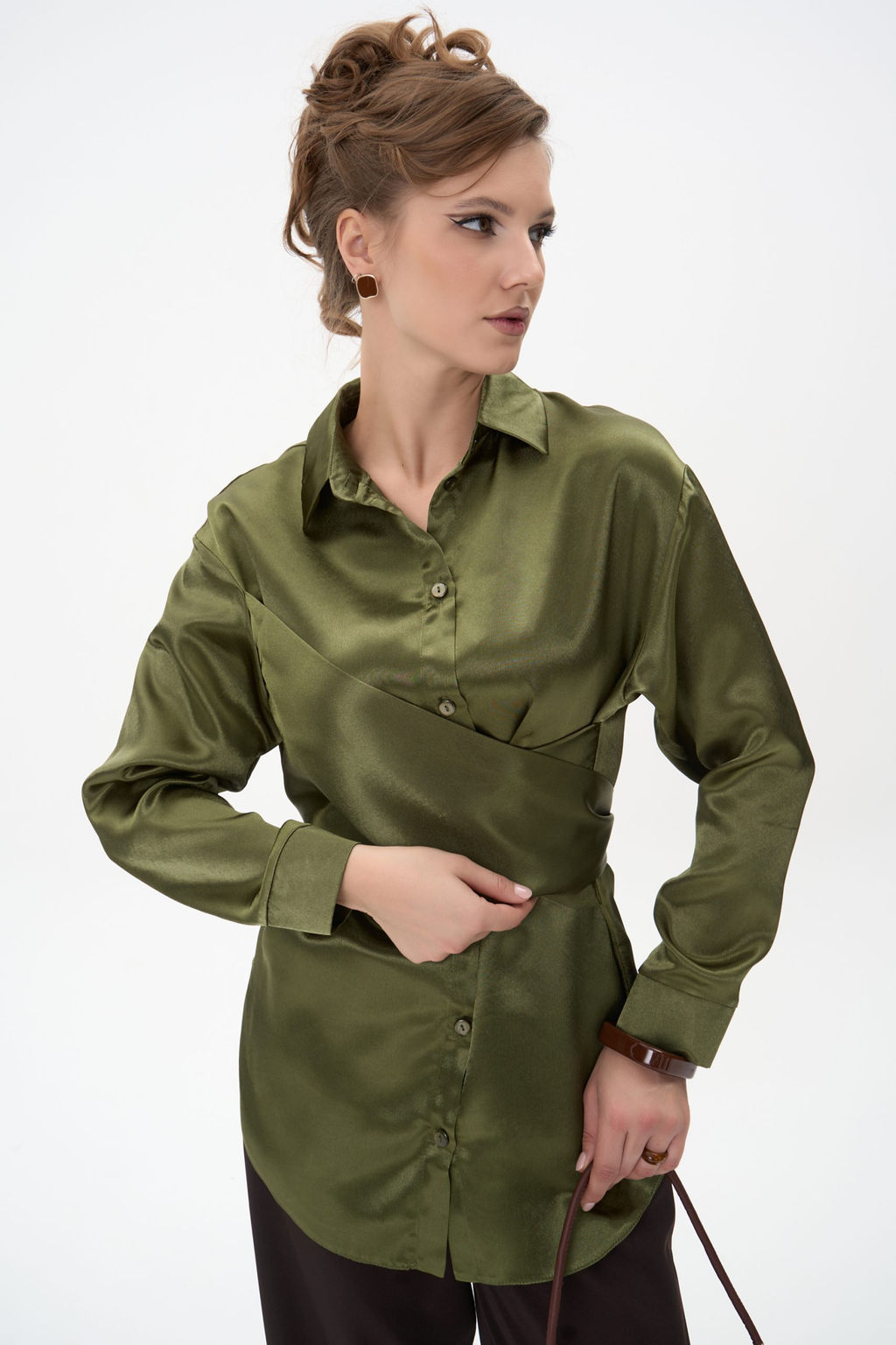 Рубашка Ямина (оливковый/уценка)
