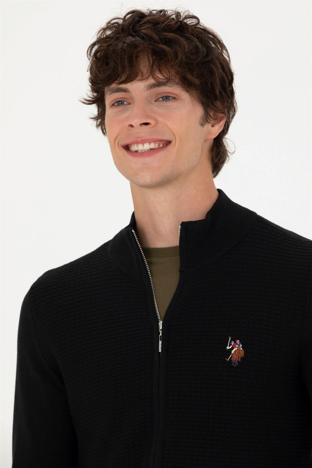 Мужской черный базовый трикотажный кардиган - U.s.polo assn фото 3