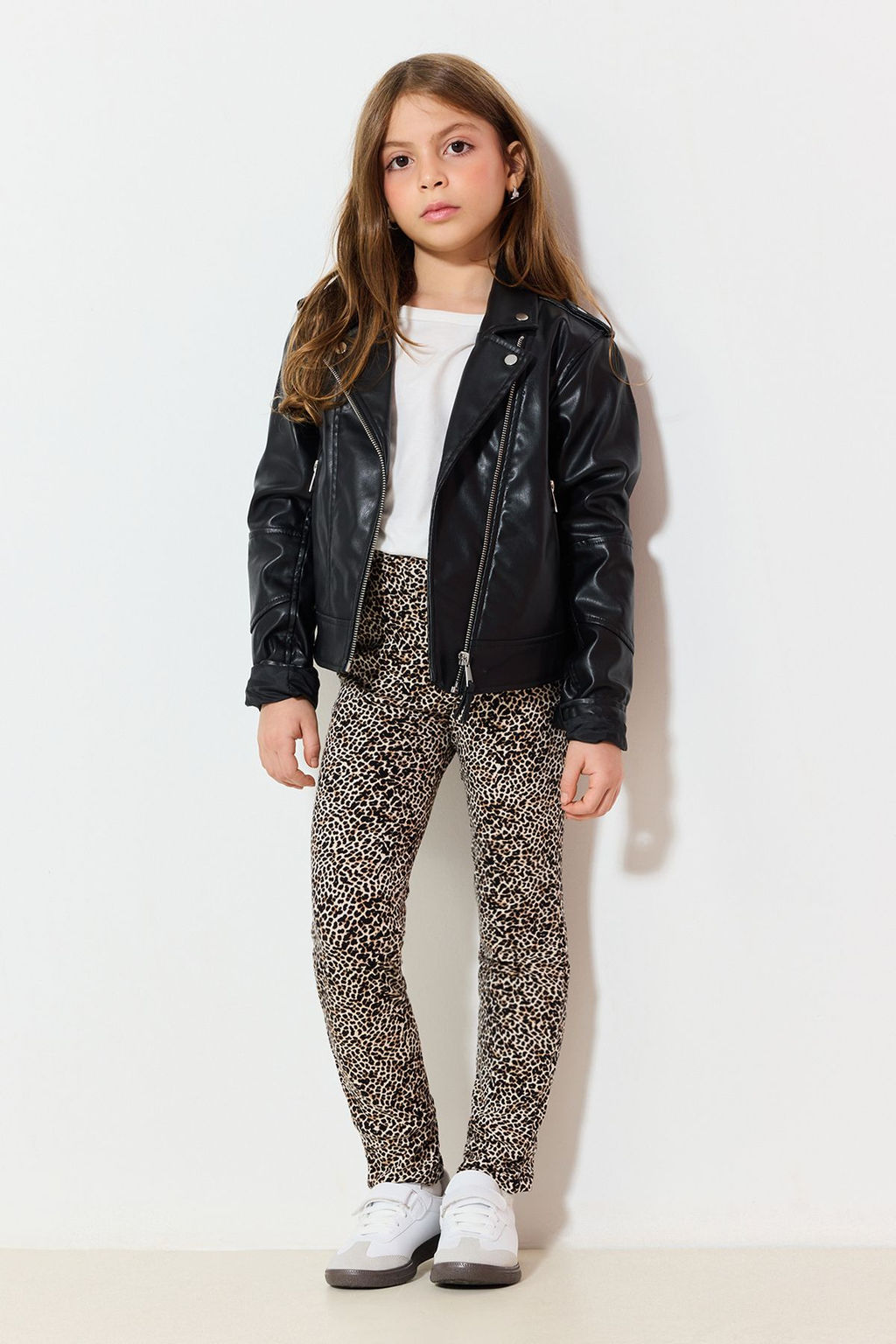 Kahverengi K?z Cocuk Leopar Desenli Orme Tayt TKDAW25TA00004 - Trendyolmilla фото 2