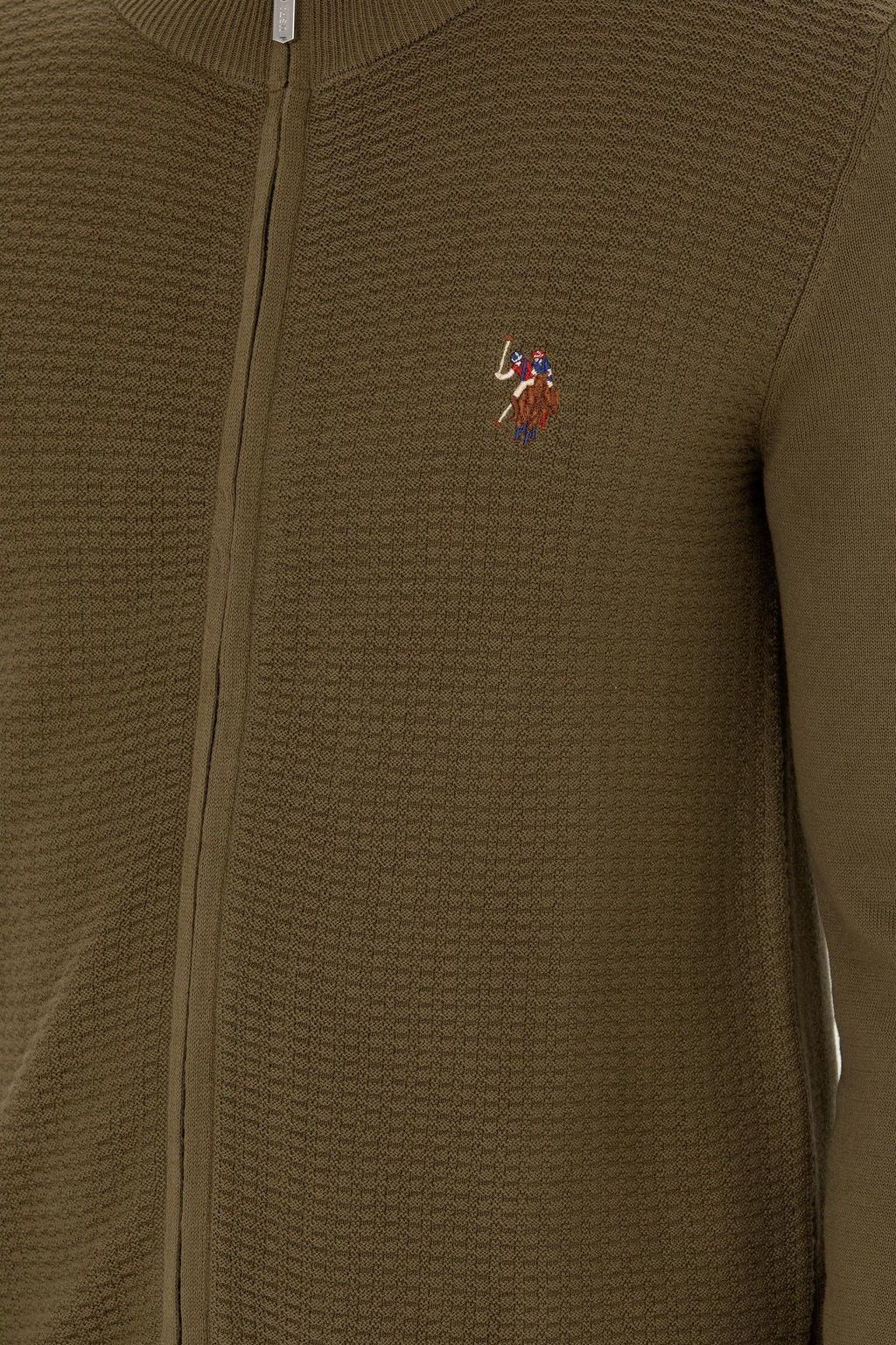 U. S. Polo Assn / Мужской базовый трикотажный кардиган цвета хаки - U.s. polo assn фото 19