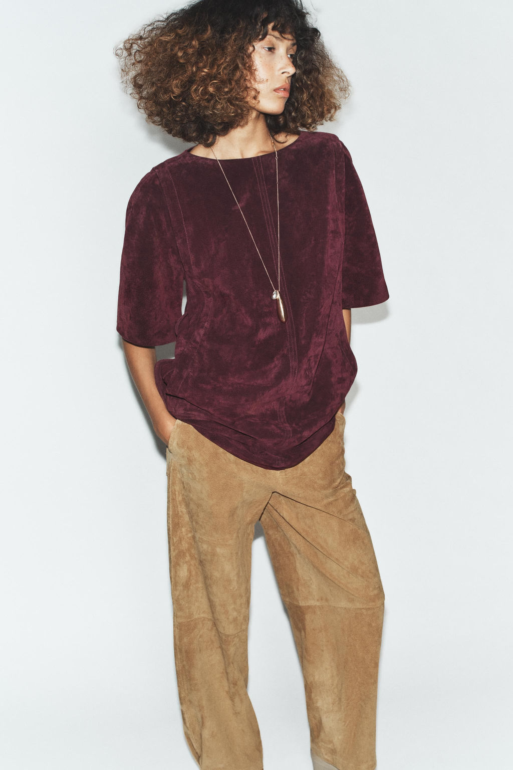 100% LEATHER SUEDE SHORT DRESS - Zara фото 4