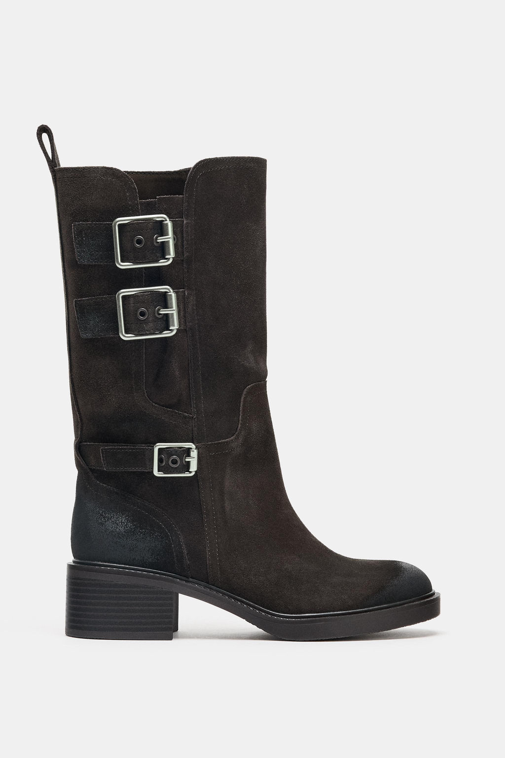 BUCKLED SPLIT SUEDE ANKLE BOOTS - Zara фото 3
