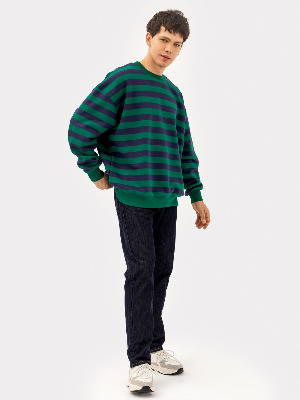 Свитшот мужской в сине-зеленую полоску сине -зеленая полоска 121866/1 - Mark formelle фото 2