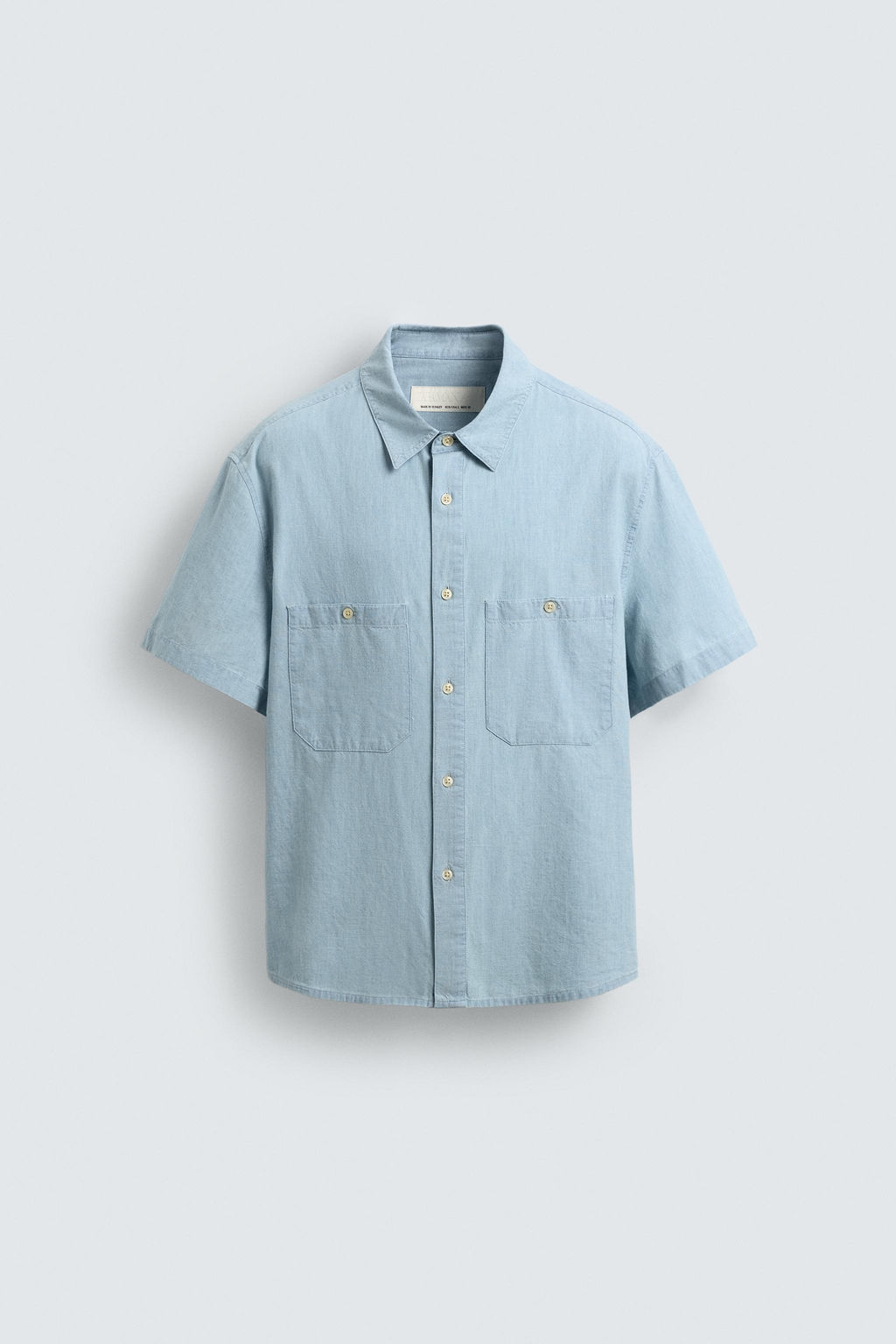 CAMISA CHAMBRAY BOLSILLOS / Azul claro - Zara фото 7