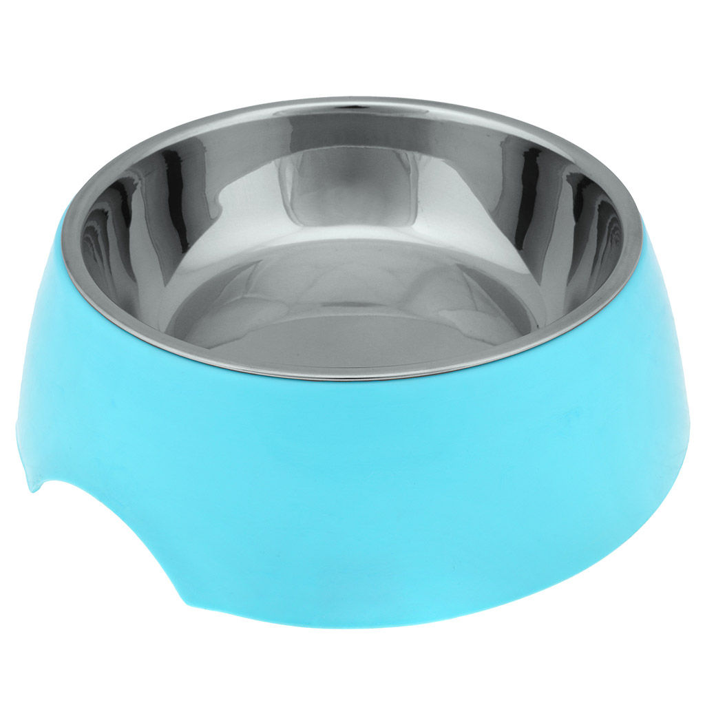 Пэт тойс (Pet toys) Миска для кормления животных из нержавеющей стали Том 0,4л, д14см h3,9см, пластмассовая подставка 17х17,4см h5,5см, прорезиненные ножки, цвета в ассортименте: розовый, салатовый, бирюзовый (Китай) фото 2