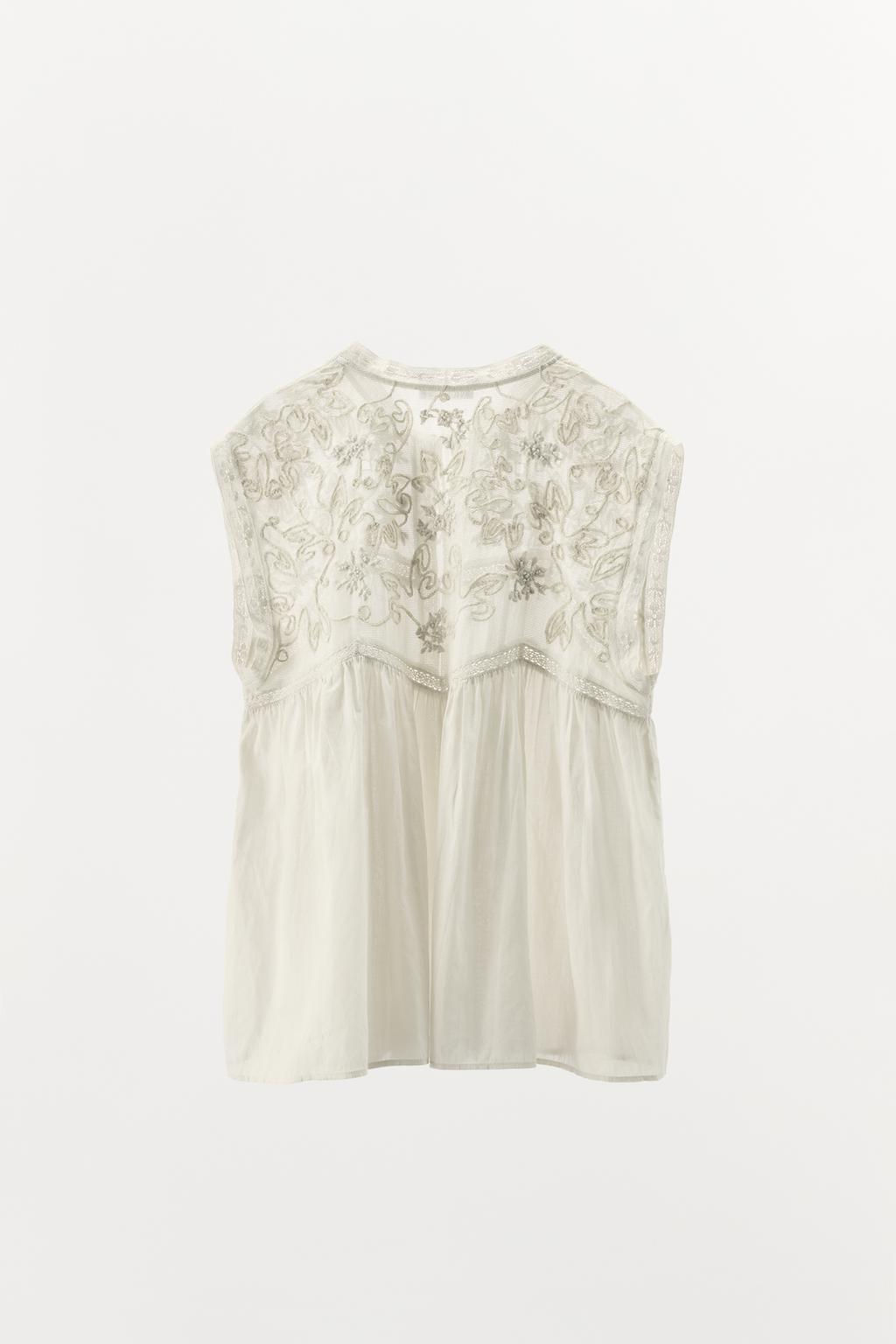LIMITED EDITION LACE EMBROIDERED TOP - Zara фото 7