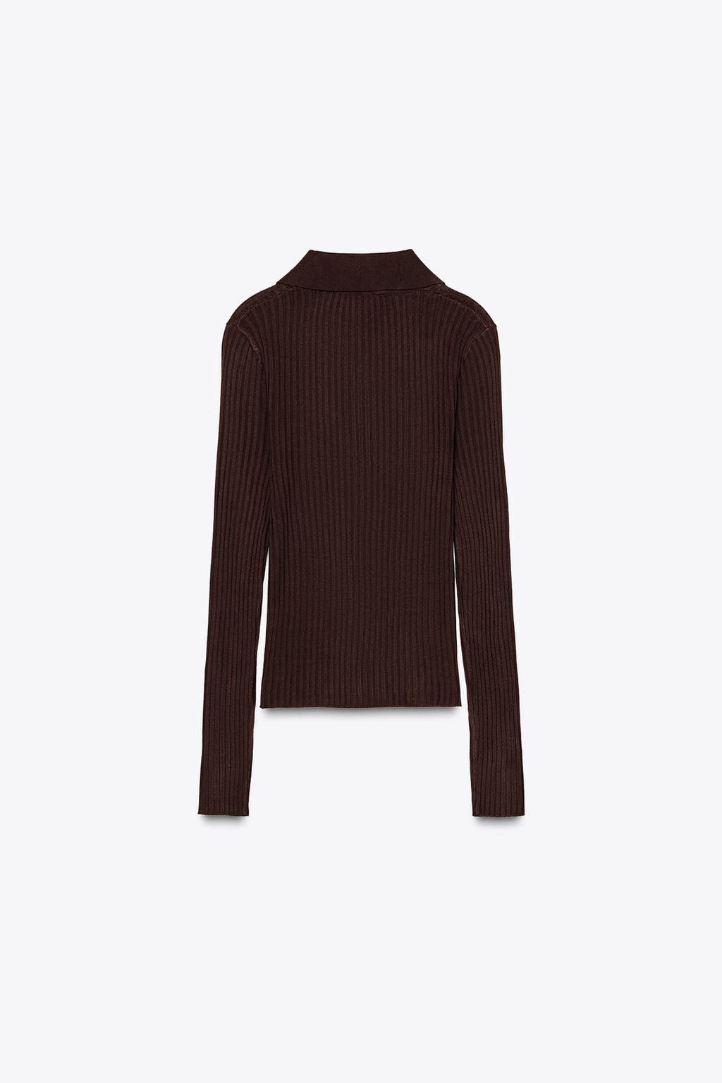 RIBBED KNIT POLO NECK JUMPER - Zara фото 16
