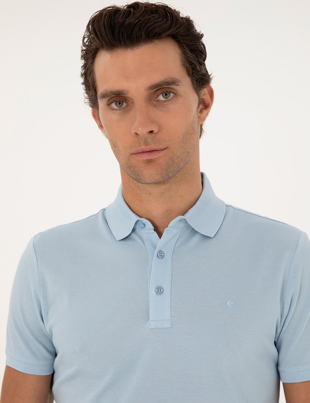 Голубая базовая футболка узкого кроя - Cacharel фото 2