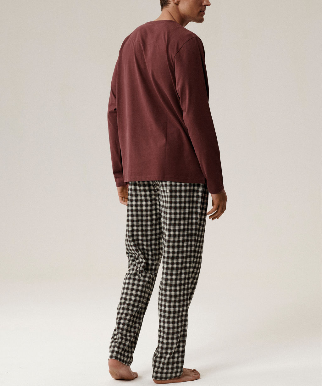 ATLANTIC NMP-394 Пижама мужская Check винный + серый фото 3