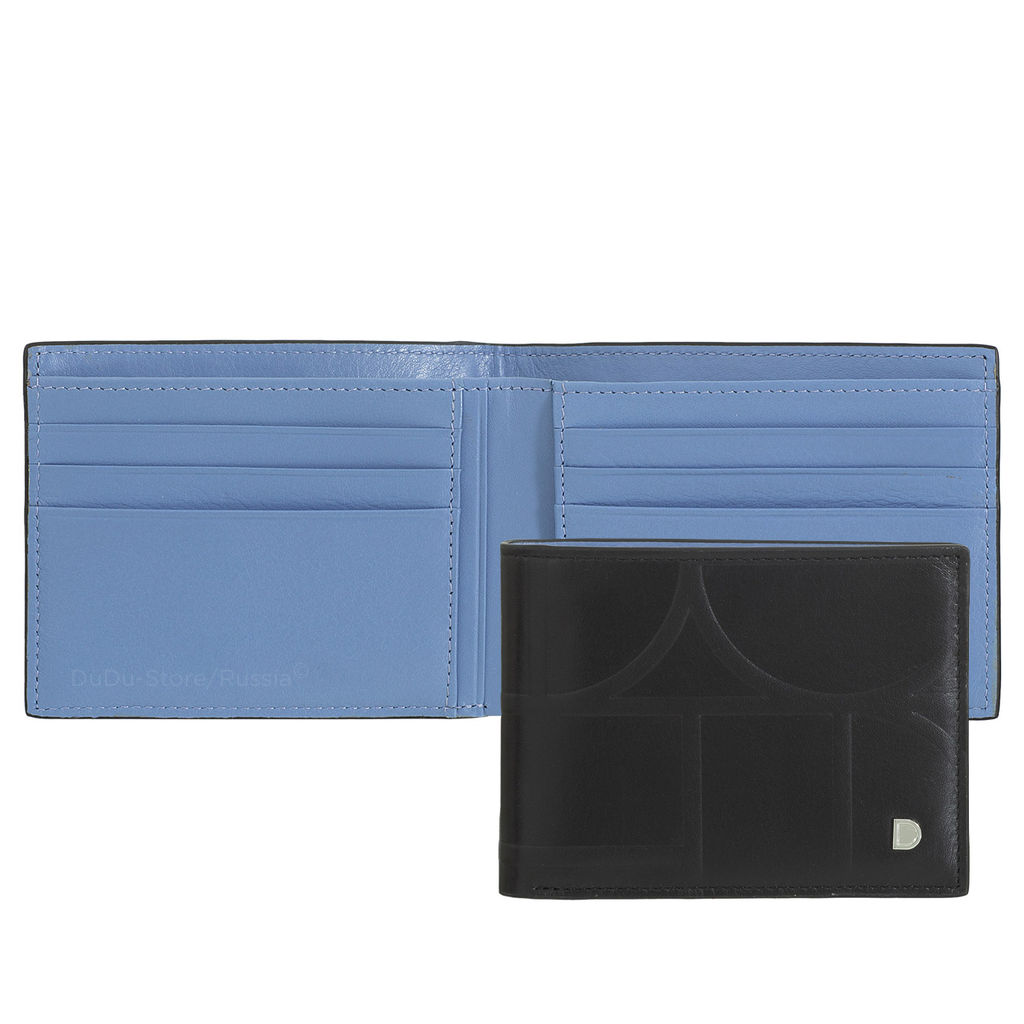 Итальянский кожаный кошелёк DuDu серии Caprera | черно-голубой