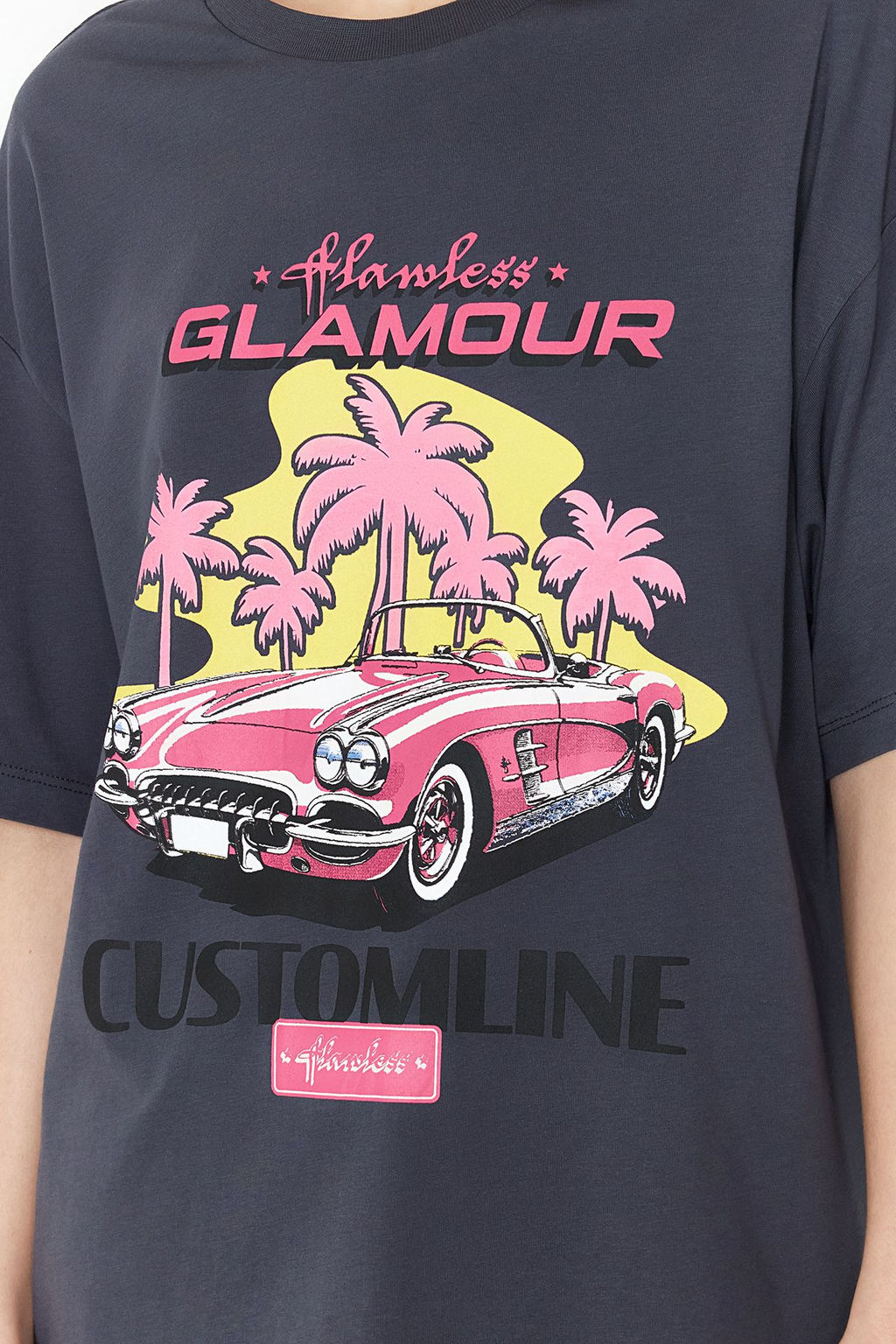 TRENDYOLMILLA Antrasit %100 Pamuk Bask?l? Oversize/Genis Kal?p Bisiklet Yaka Orme T-Shirt TWOSS24TS00135  фото 4