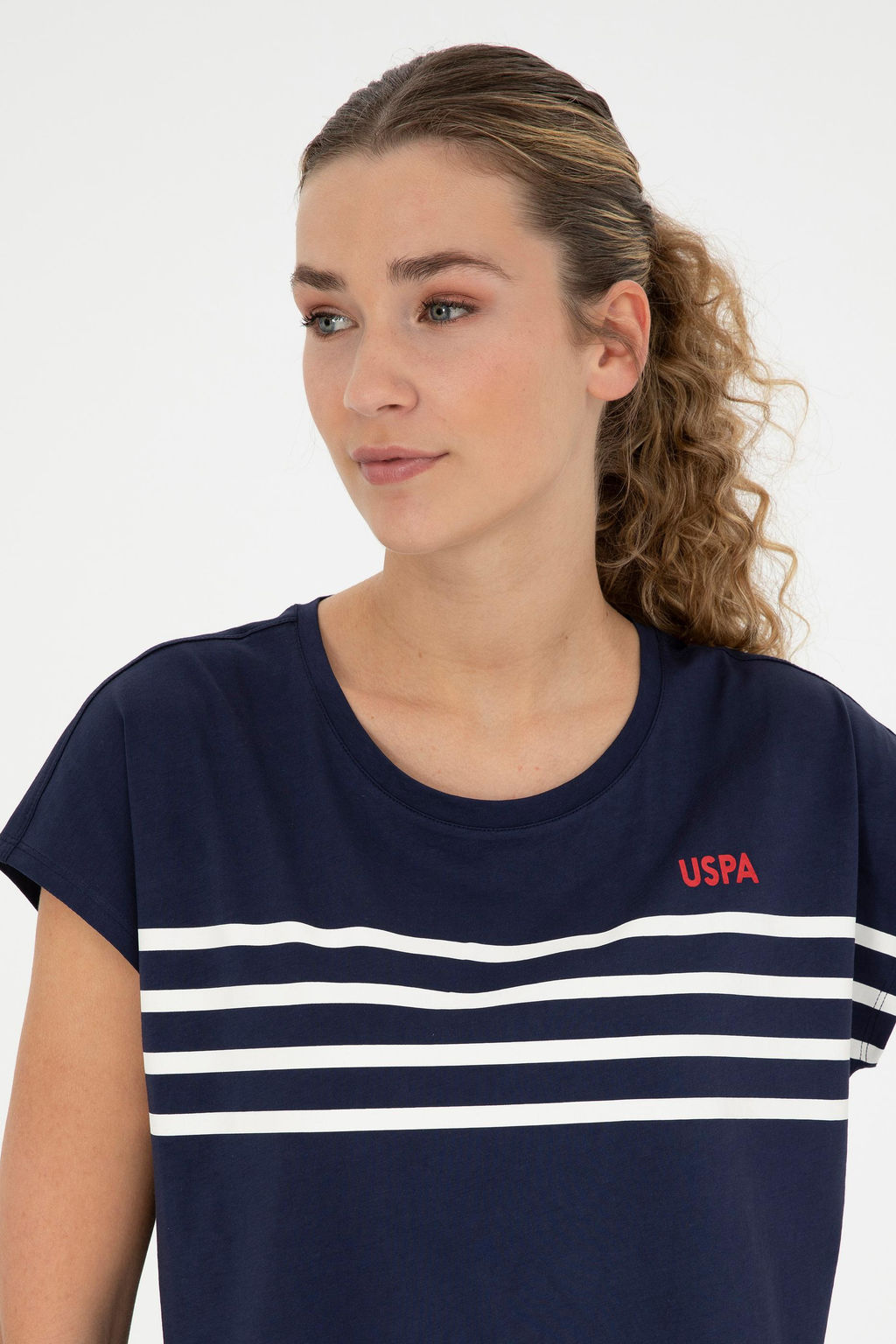 Женская темно-синяя футболка с круглым вырезом - U.s. polo assn фото 9