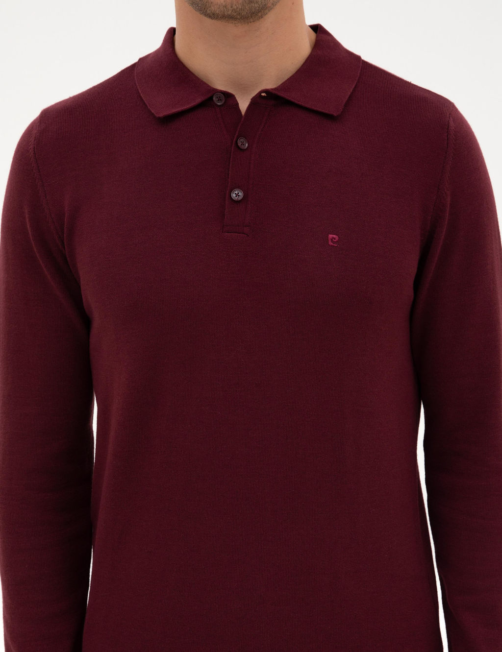 Bordo Slim Fit Polo Yaka Basic Triko Kazak - Pierre cardin фото 6