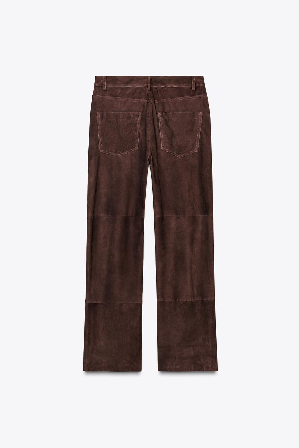 ZW COLLECTION LIMITED EDITION 100% SUEDE TROUSERS - Zara фото 7
