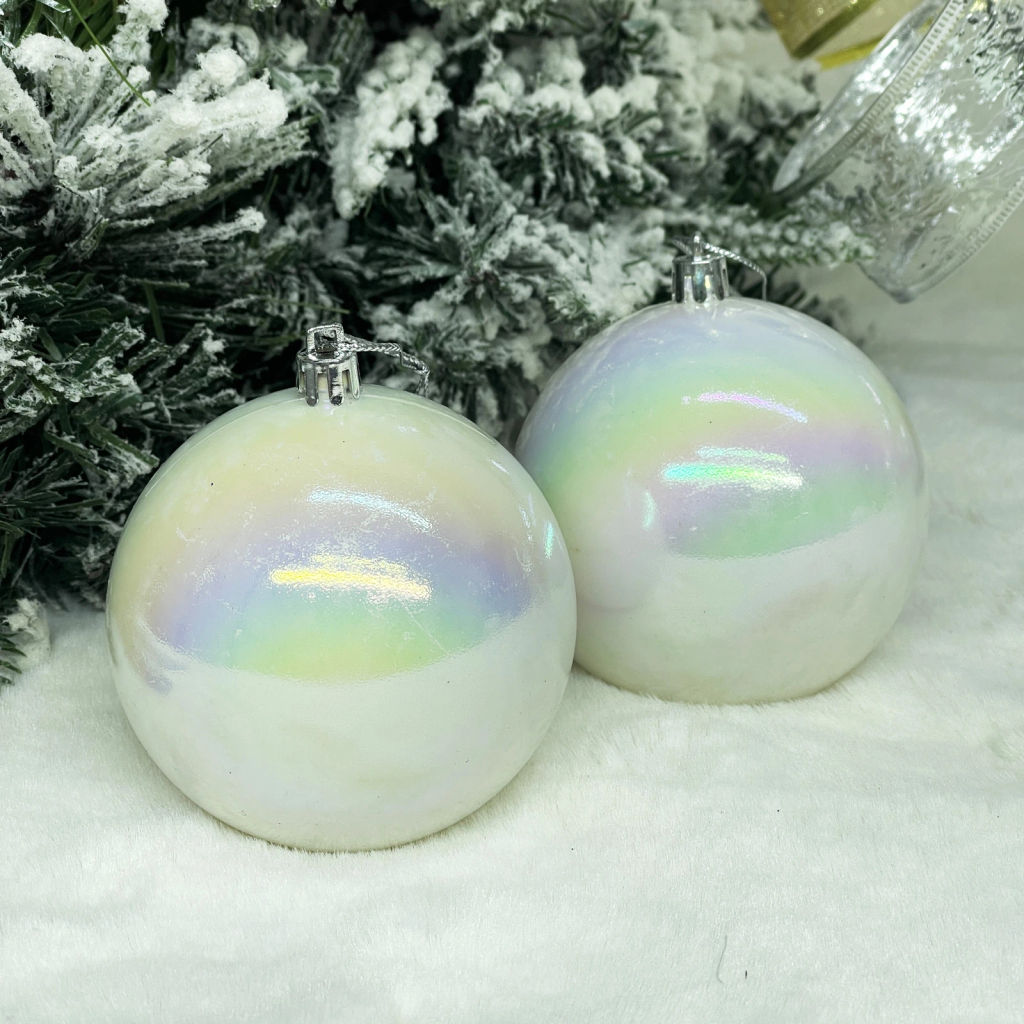 Цена за 2 шт. Новогодние шары 8 см (набор 2 шт) "Жемчуг", Перламутр