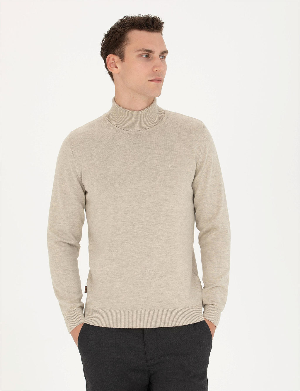 Kum Melanj Slim Fit Bal_k__ Yaka Basic Triko Kazak