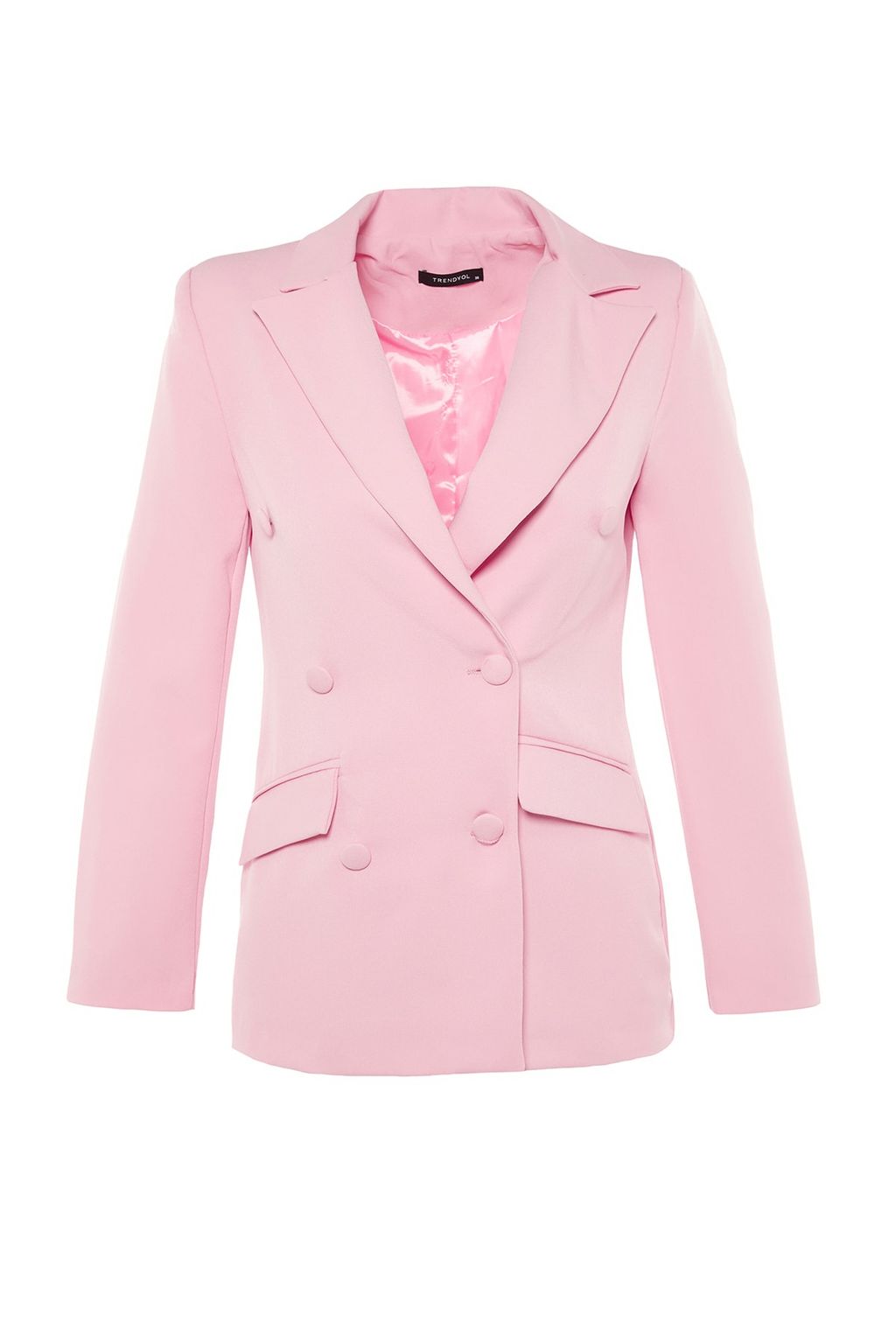 Pembe Regular Astarl? Dokuma Blazer Ceket TWOSS21CE0137