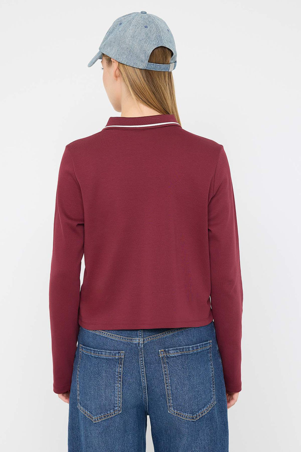Teen Bordo Tok Kumasl? Nak?sl? Polo Yaka Dugmeli Regular/Standart Kal?p Orme Bluz TWOAW26BZ00014 - Trendyolmilla фото 4