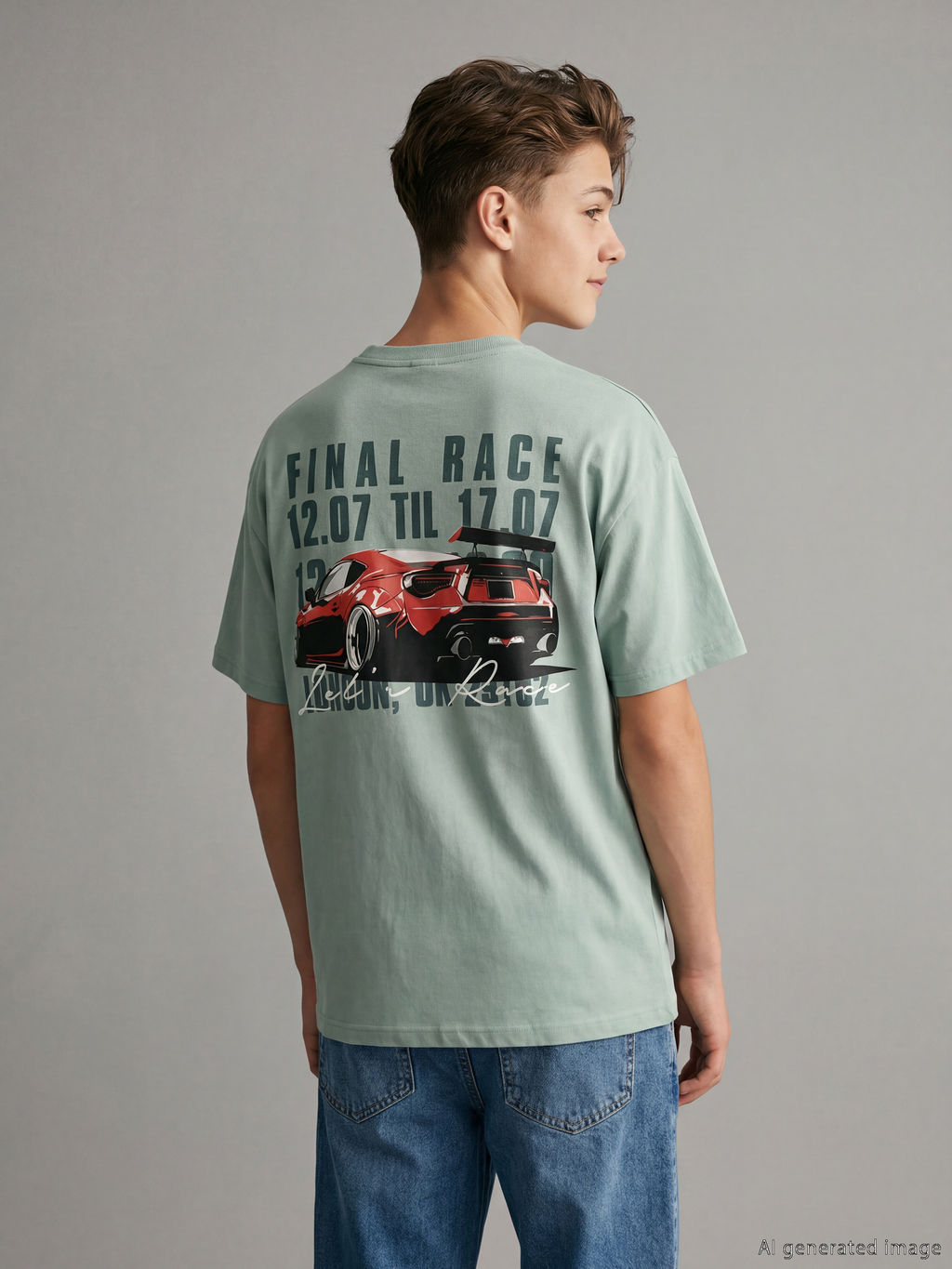 Bisiklet Yaka Bask?l? Erkek ?ocuk Ti??rt