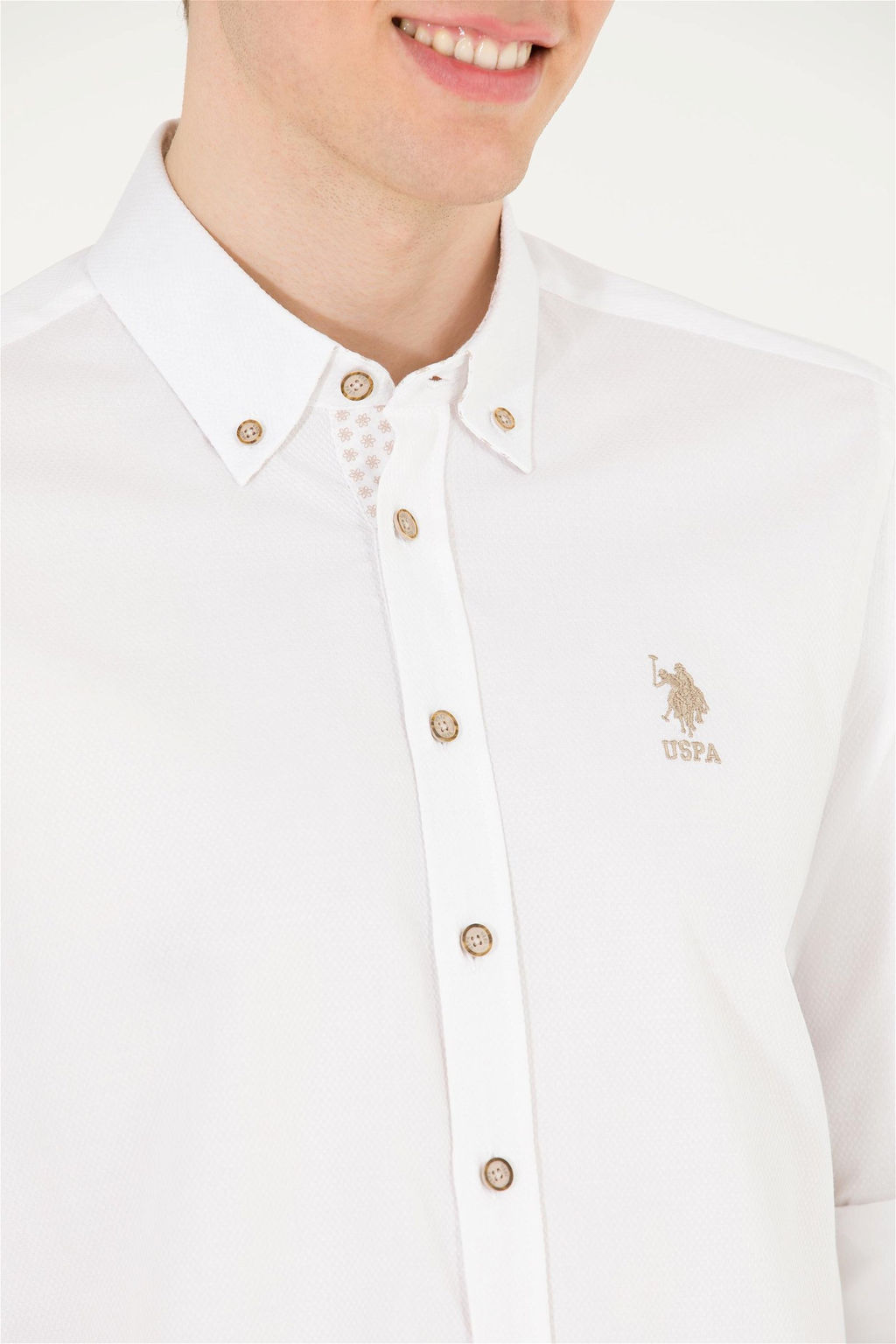 U. S. Polo Assn / Мужская белая рубашка с длинным рукавом - U.s. polo assn фото 14