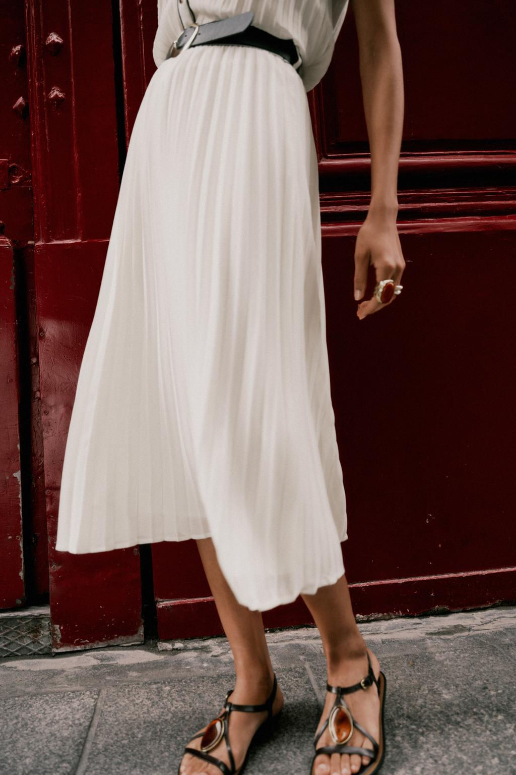 BELTED PLEATED MIDI SKIRT - Zara фото 3