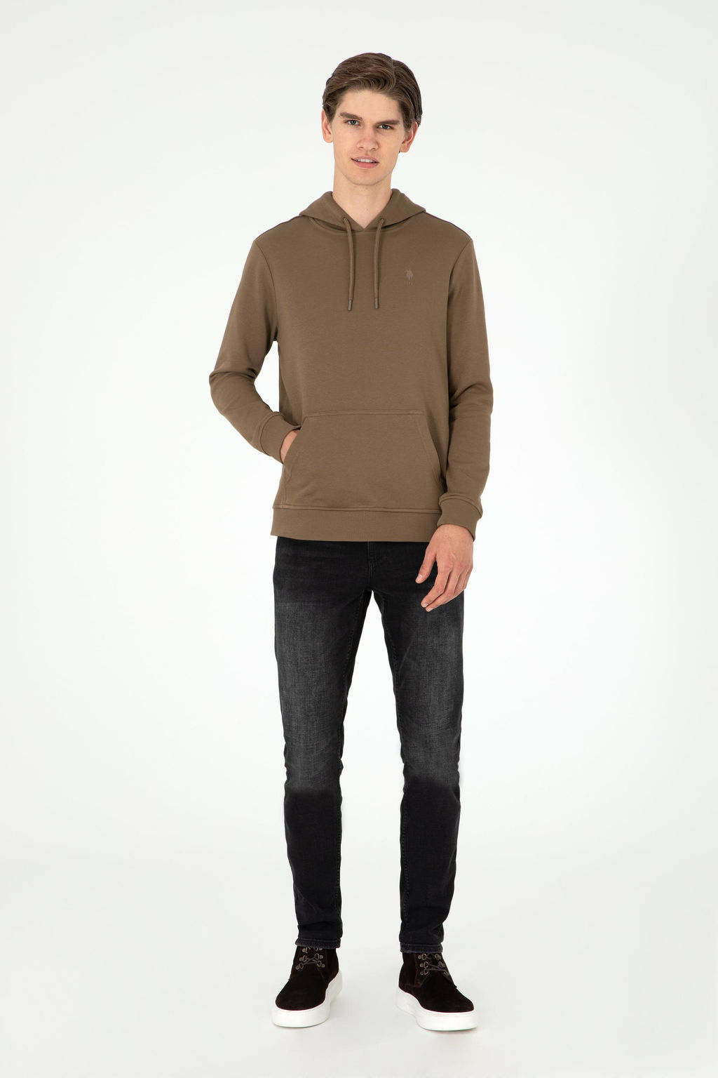 Мужской базовый свитшот цвета хаки - U.s. polo assn фото 4