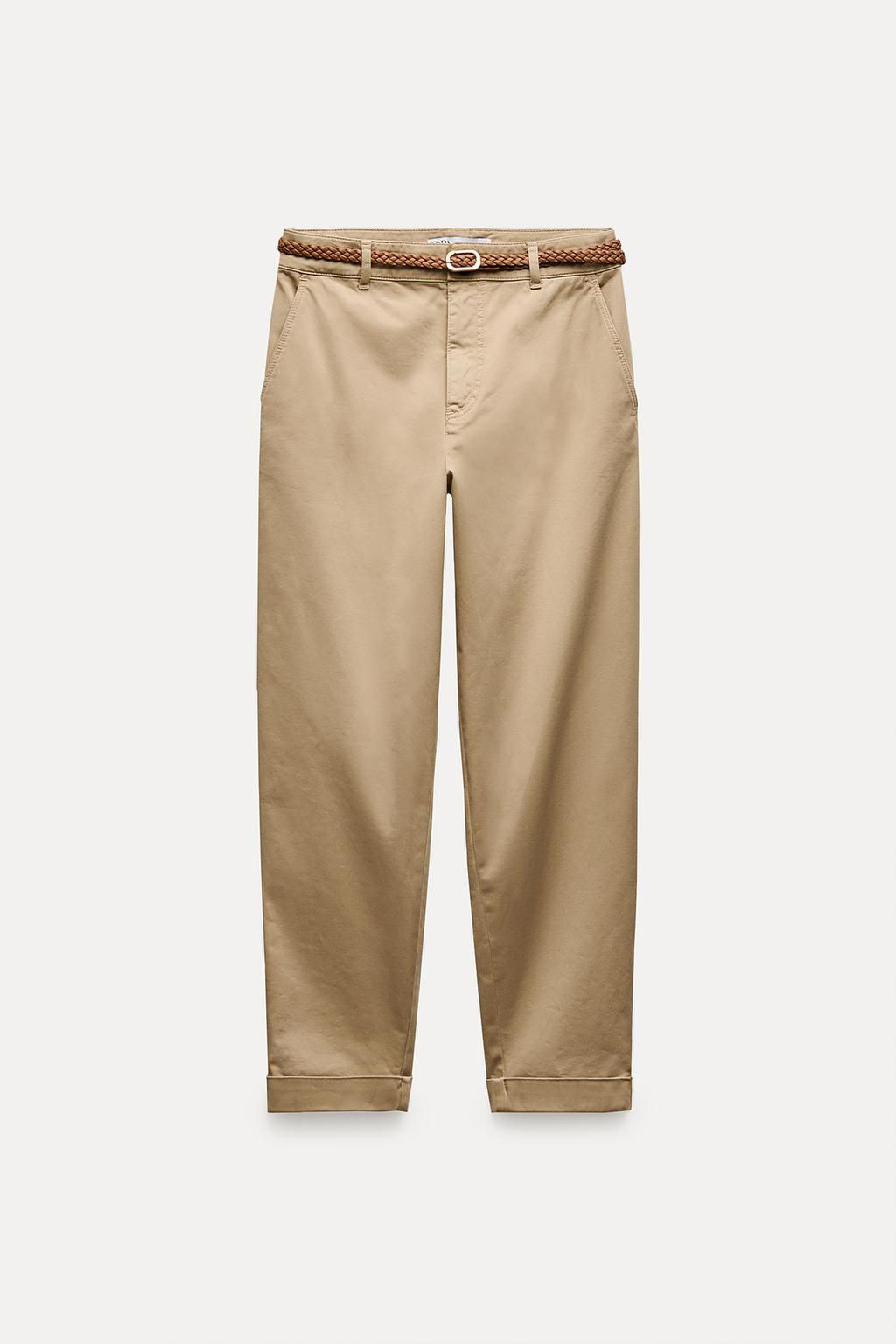 CHINO TROUSERS WITH BRAIDED BELT - Zara фото 20