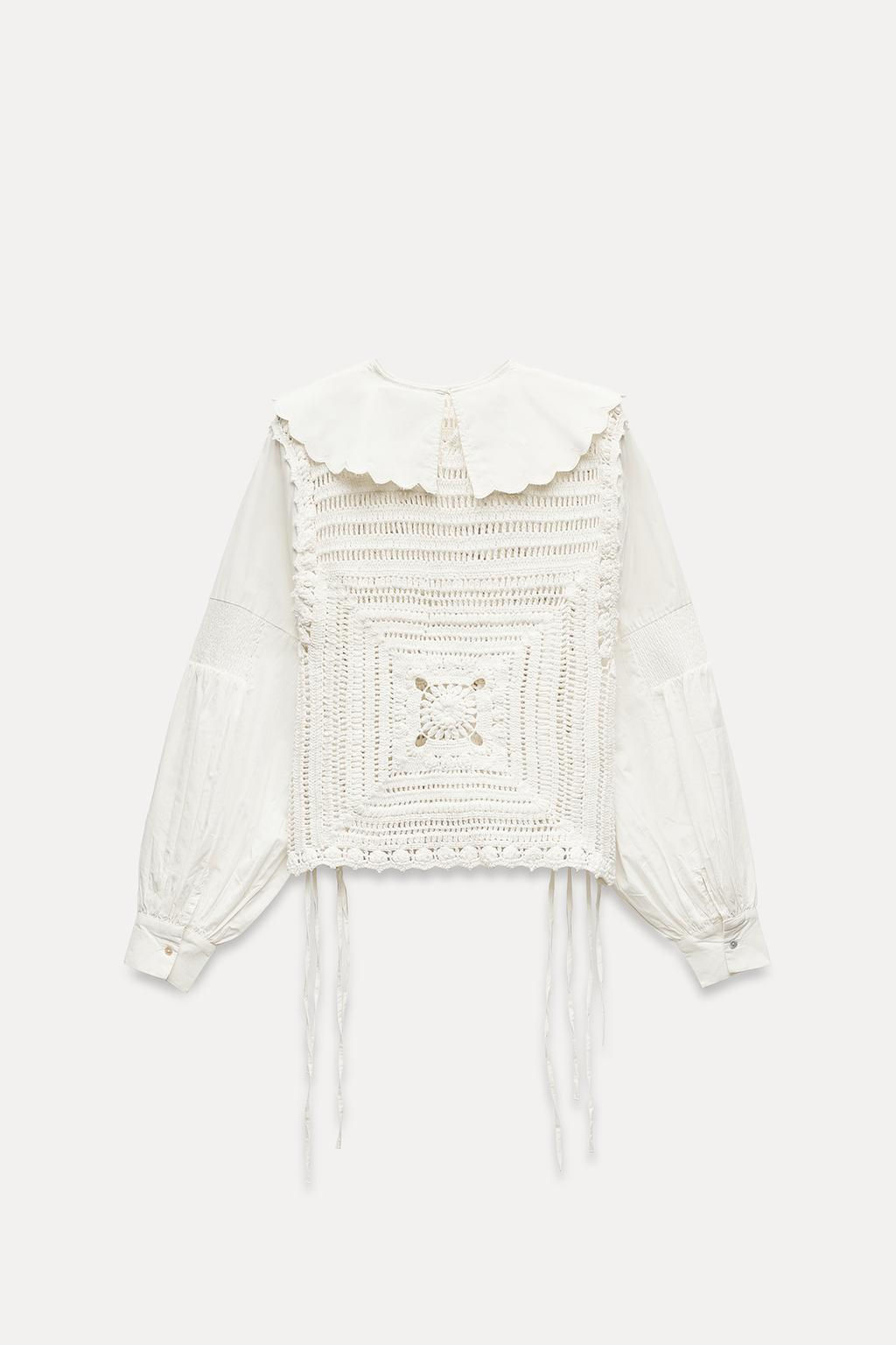 CONTRAST CROCHET BLOUSE - Zara фото 8