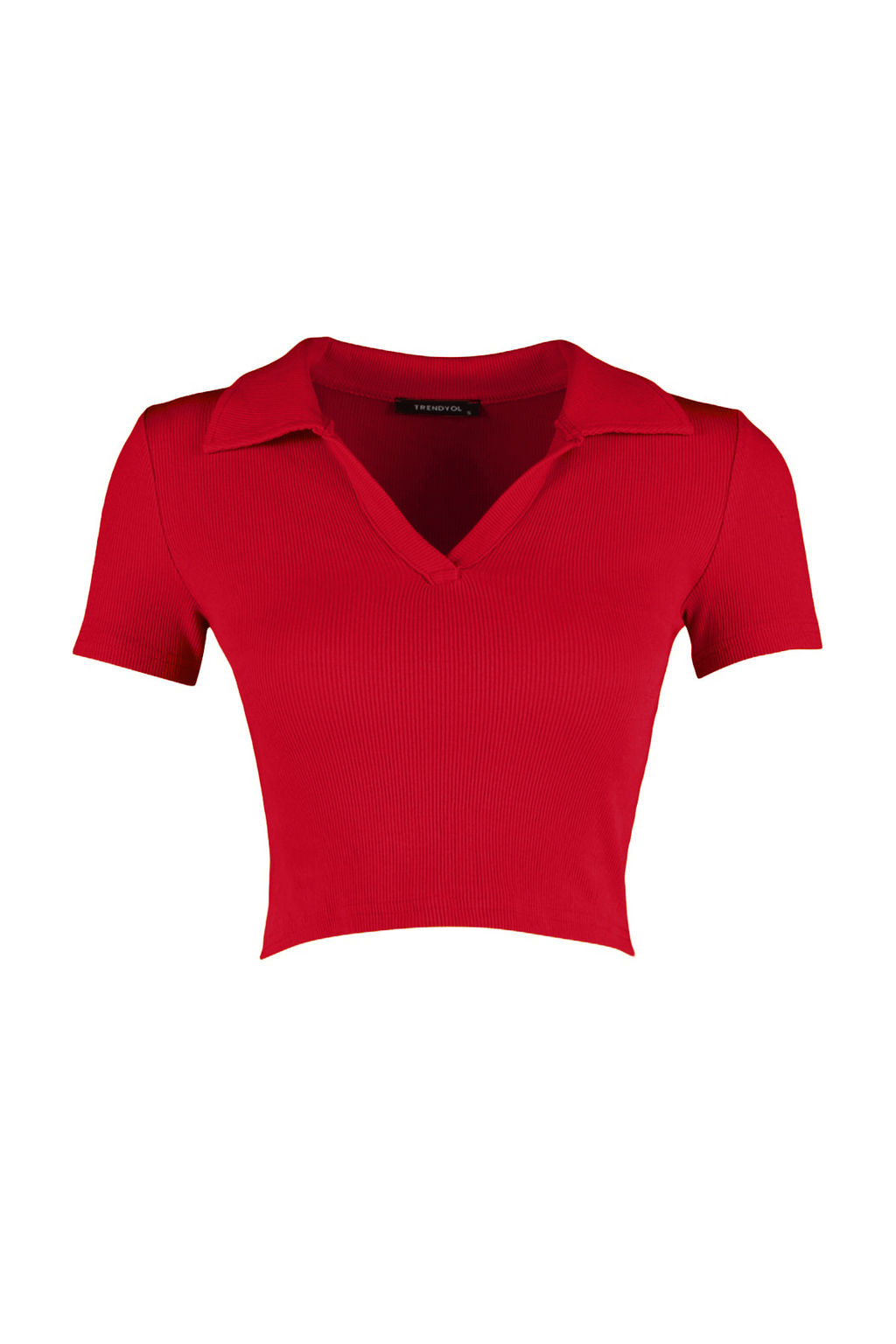 Trendyolmilla Siyah Fitted/Vucuda Oturan Crop Polo Yaka Fitilli Esnek Orme Bluz TWOSS21BZ0038  фото 49