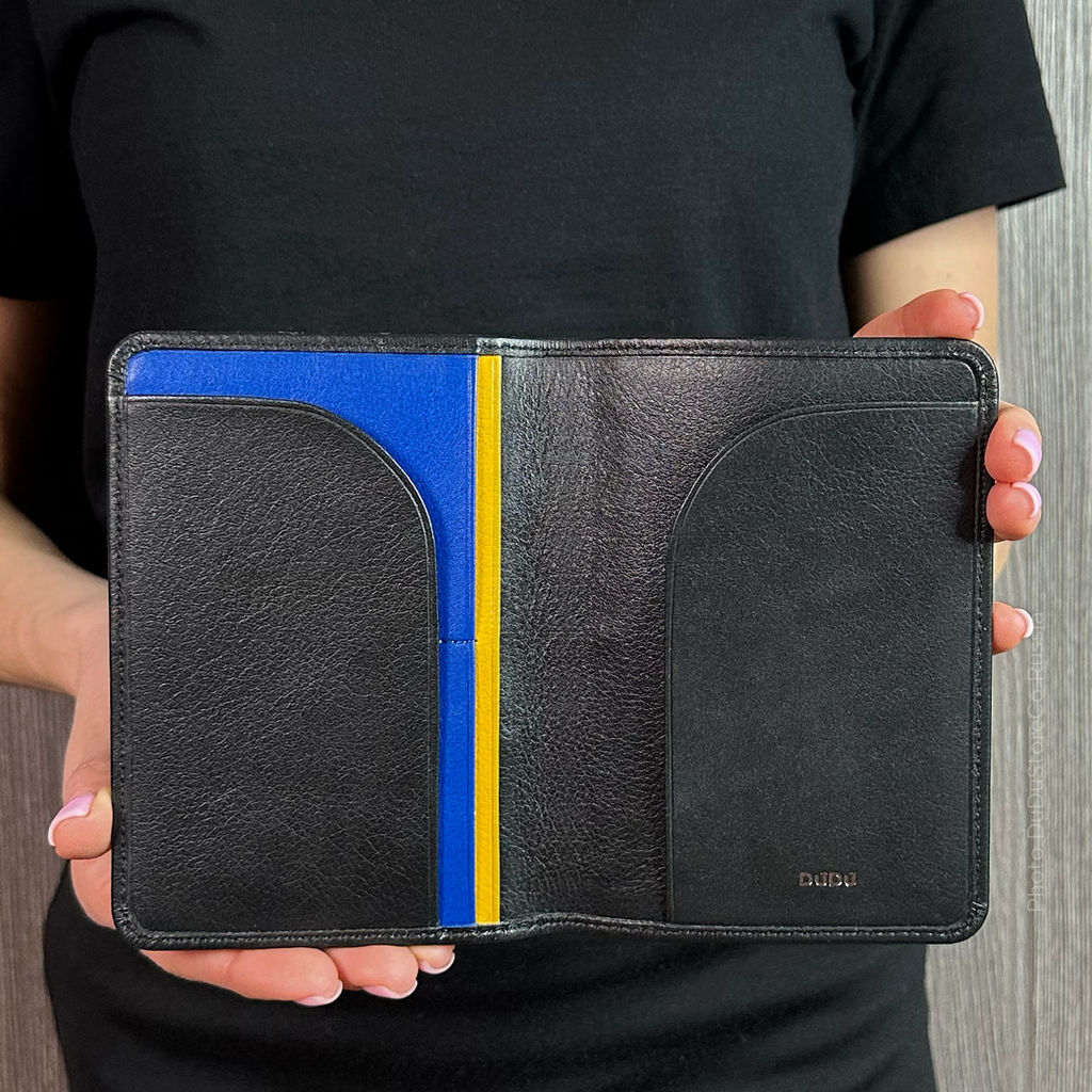 Итальянская кожаная обложка для паспорта DuDu серии Hawaii | черный