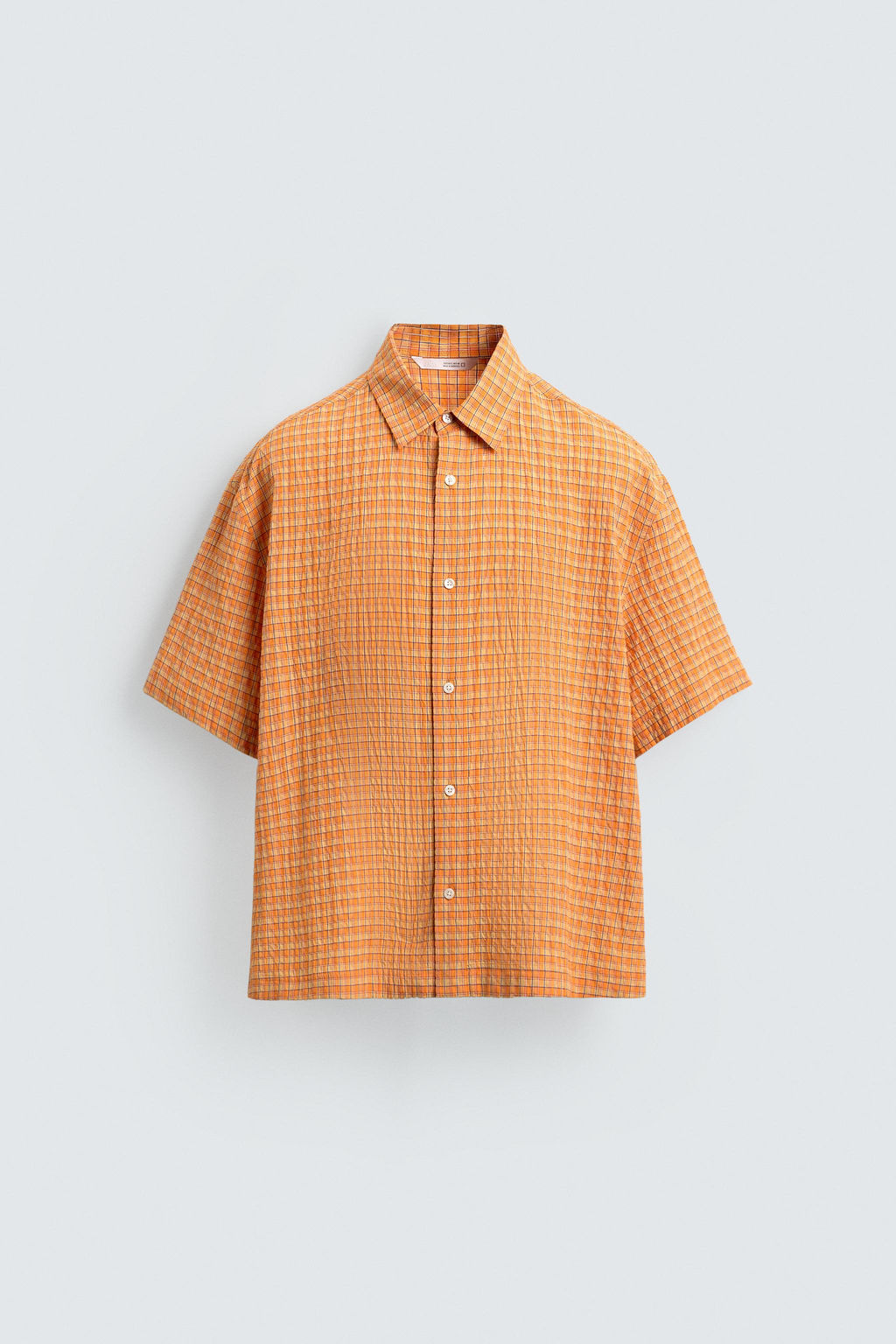 CAMISA RELAXED FIT ESTRUCTURA CUADROS / Naranjas - Zara фото 7