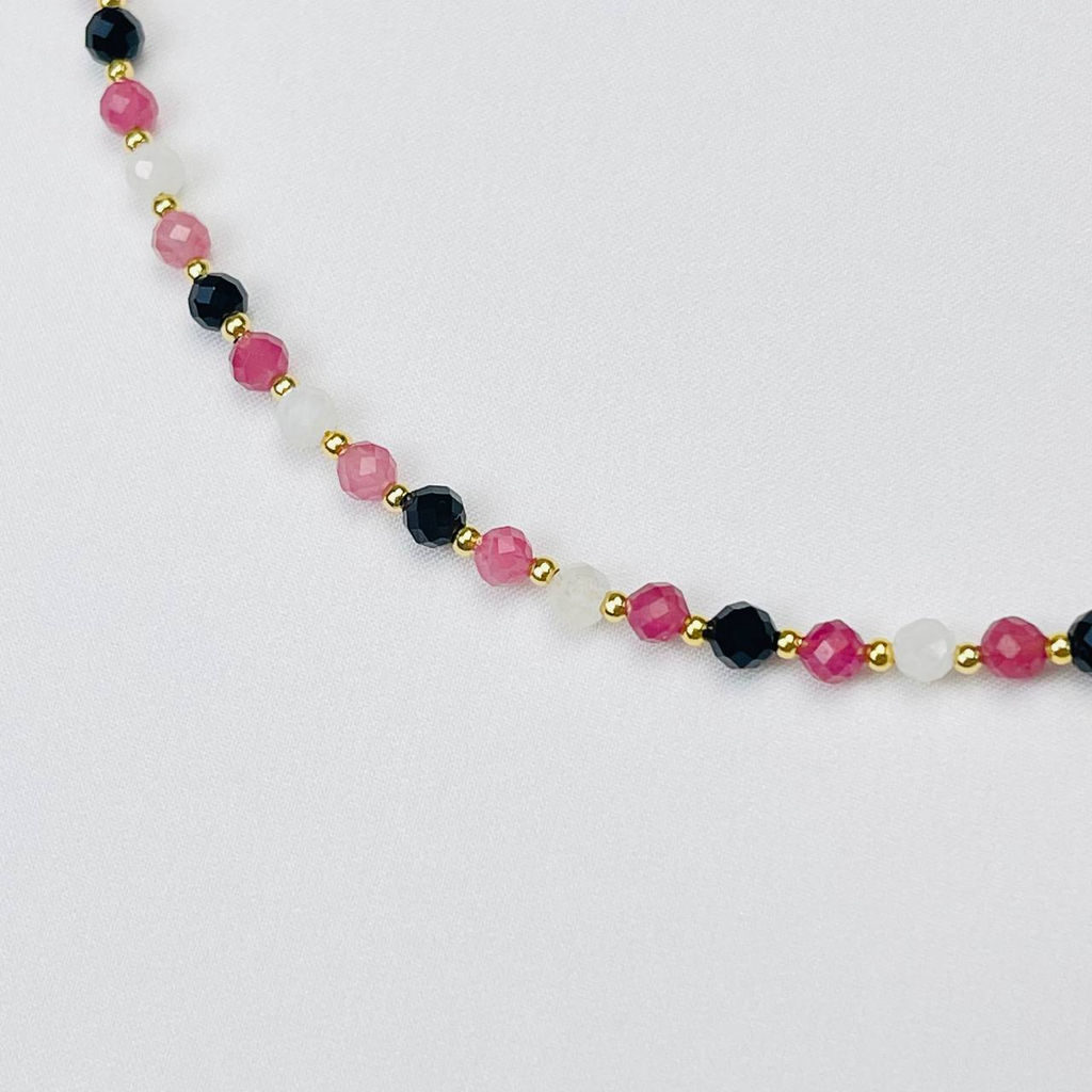 Колье для "Тельца" из Агата,Лунного камня и Турмалина 38 см +