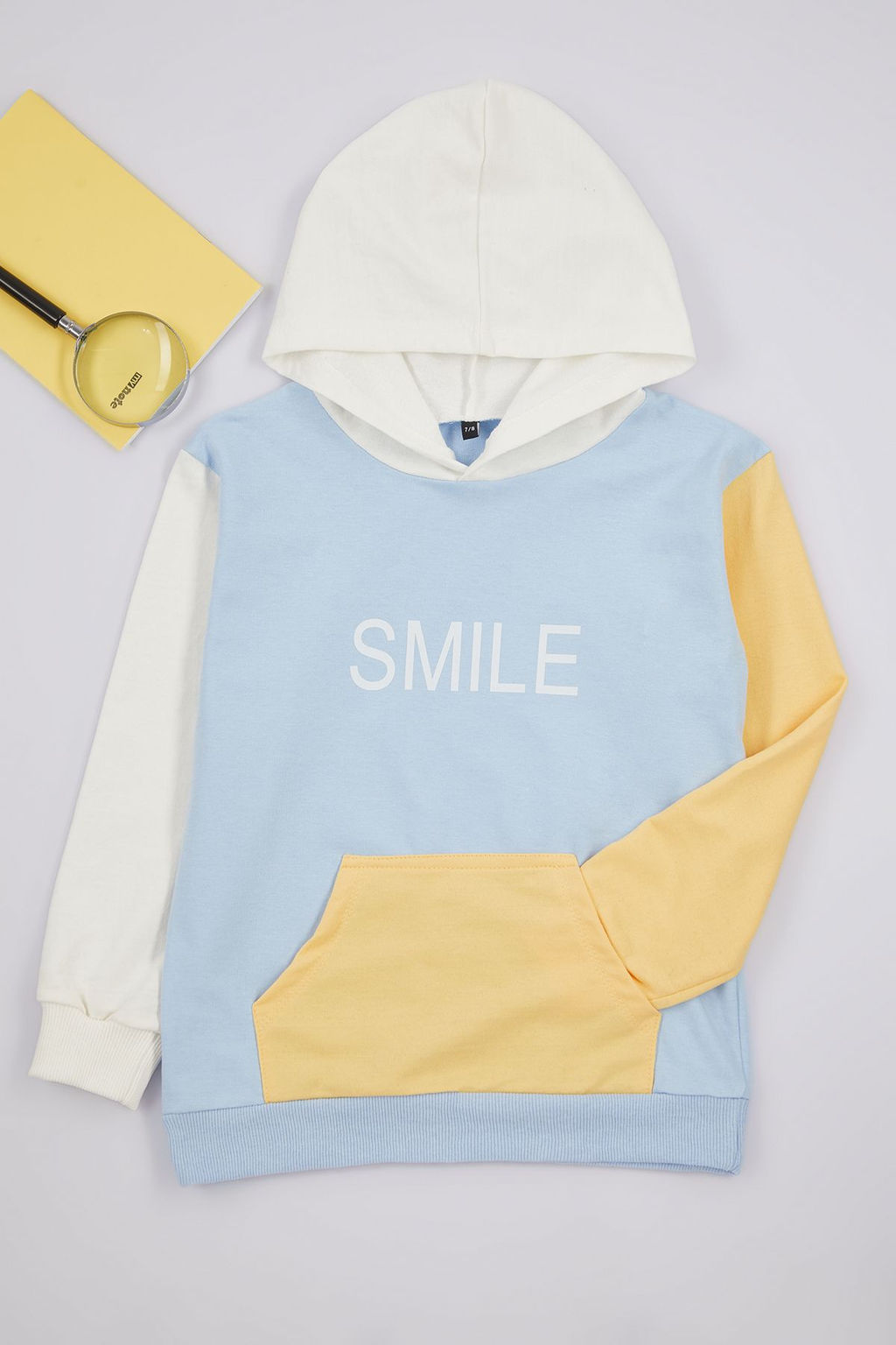 Turuncu Erkek Cocuk Kapusonlu Renk Bloklu Pamuklu Orme Sweatshirt TKDAW25SW00018 - Trendyolmilla фото 2