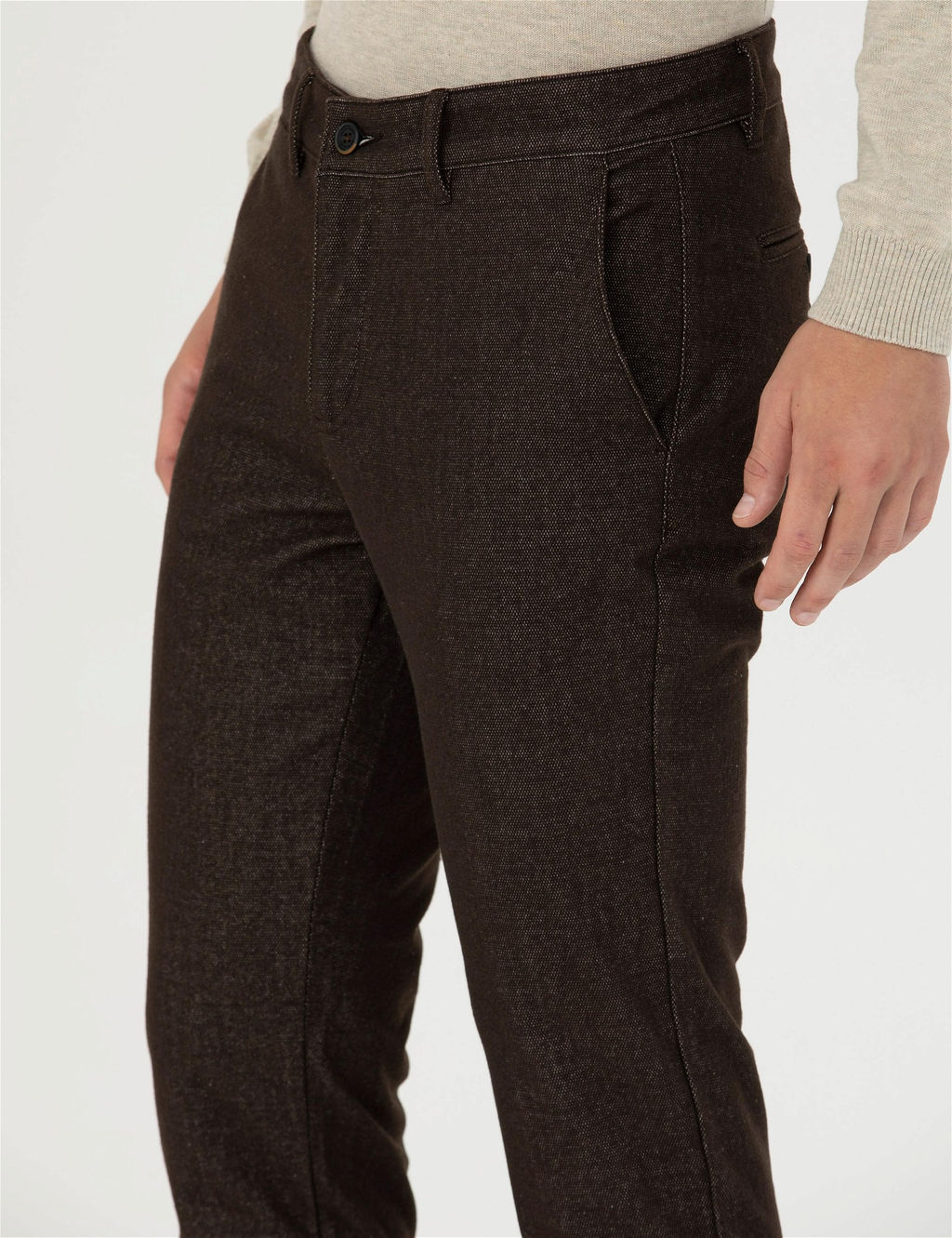 Kahverengi Slim Fit Kanvas Pantolon - Pierre cardin фото 6