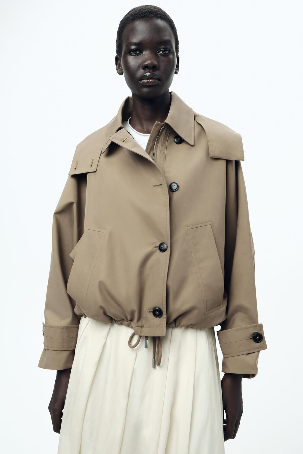 ZW COLLECTION SHORT HOODED TRENCH COAT - Zara фото 2