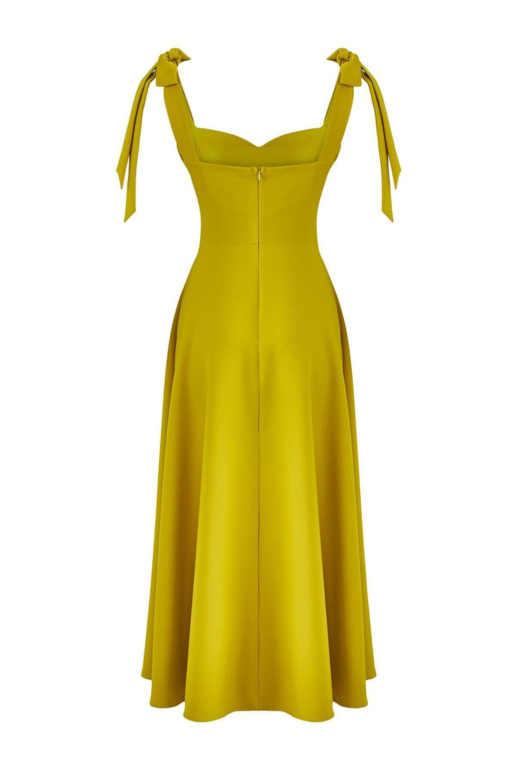 Yag Yesili A-Kesim Ask? Baglama Detayl? Dokuma Midi S?k Abiye Gece Mezuniyet Elbisesi TPRSS24EL00251