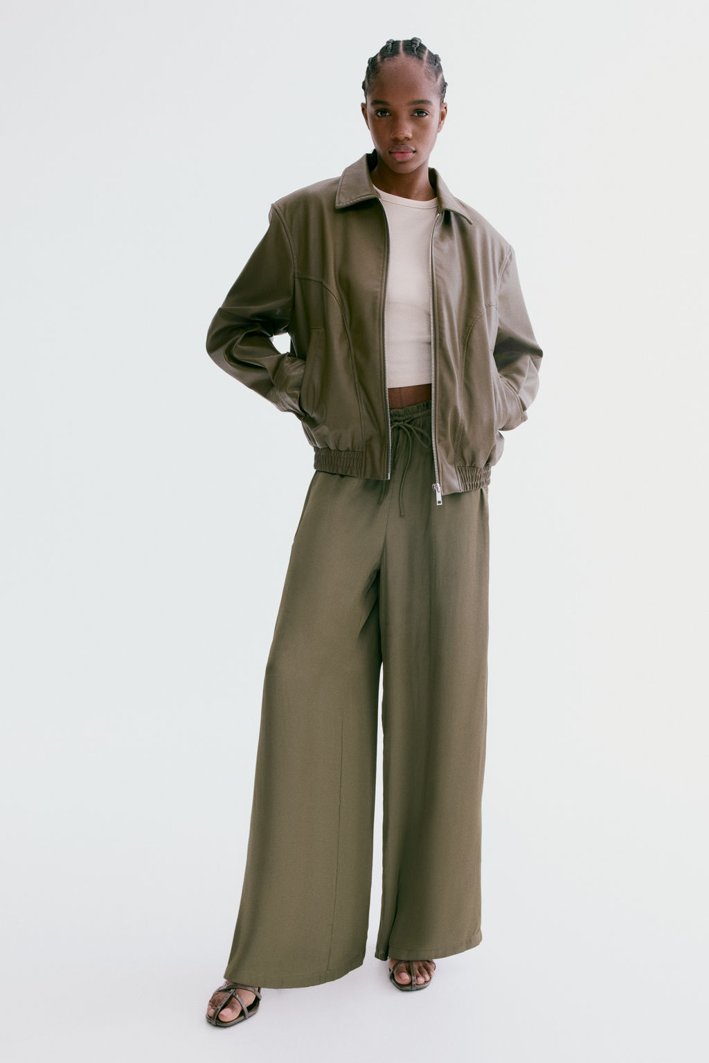 Pantal?n de sat?n con cord?n de ajuste - H&m фото 5