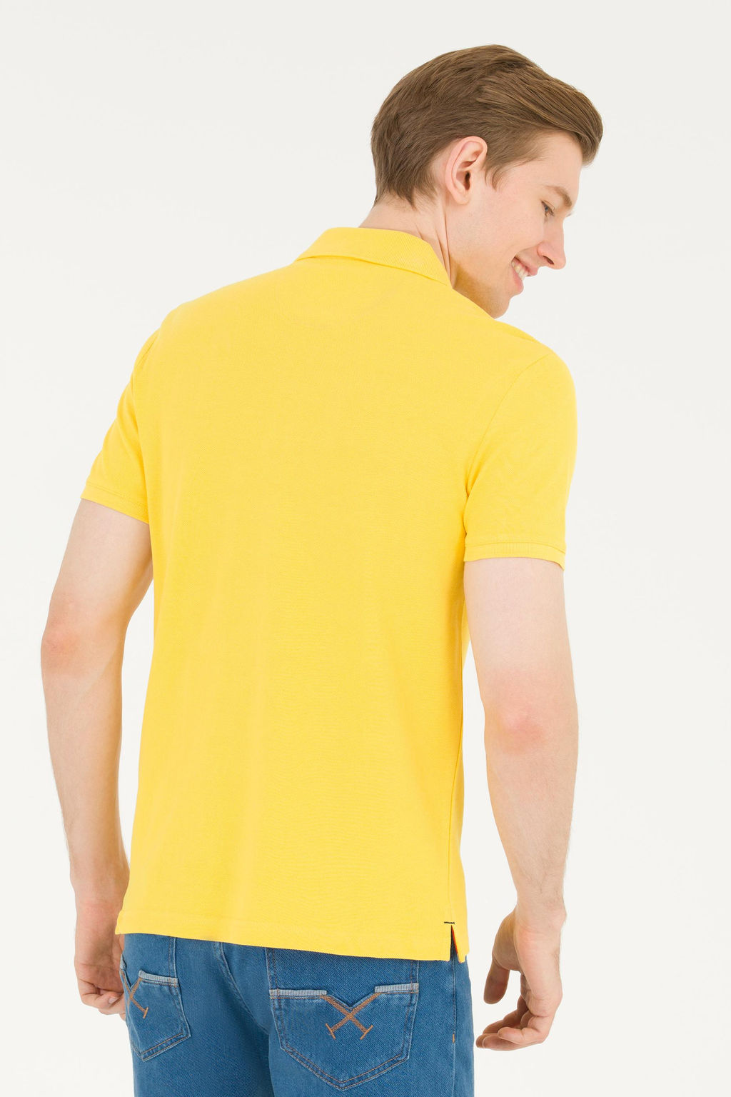 U. S. Polo Assn Мужская темно-желтая базовая футболка с воротником-поло - U.s. polo assn фото 19