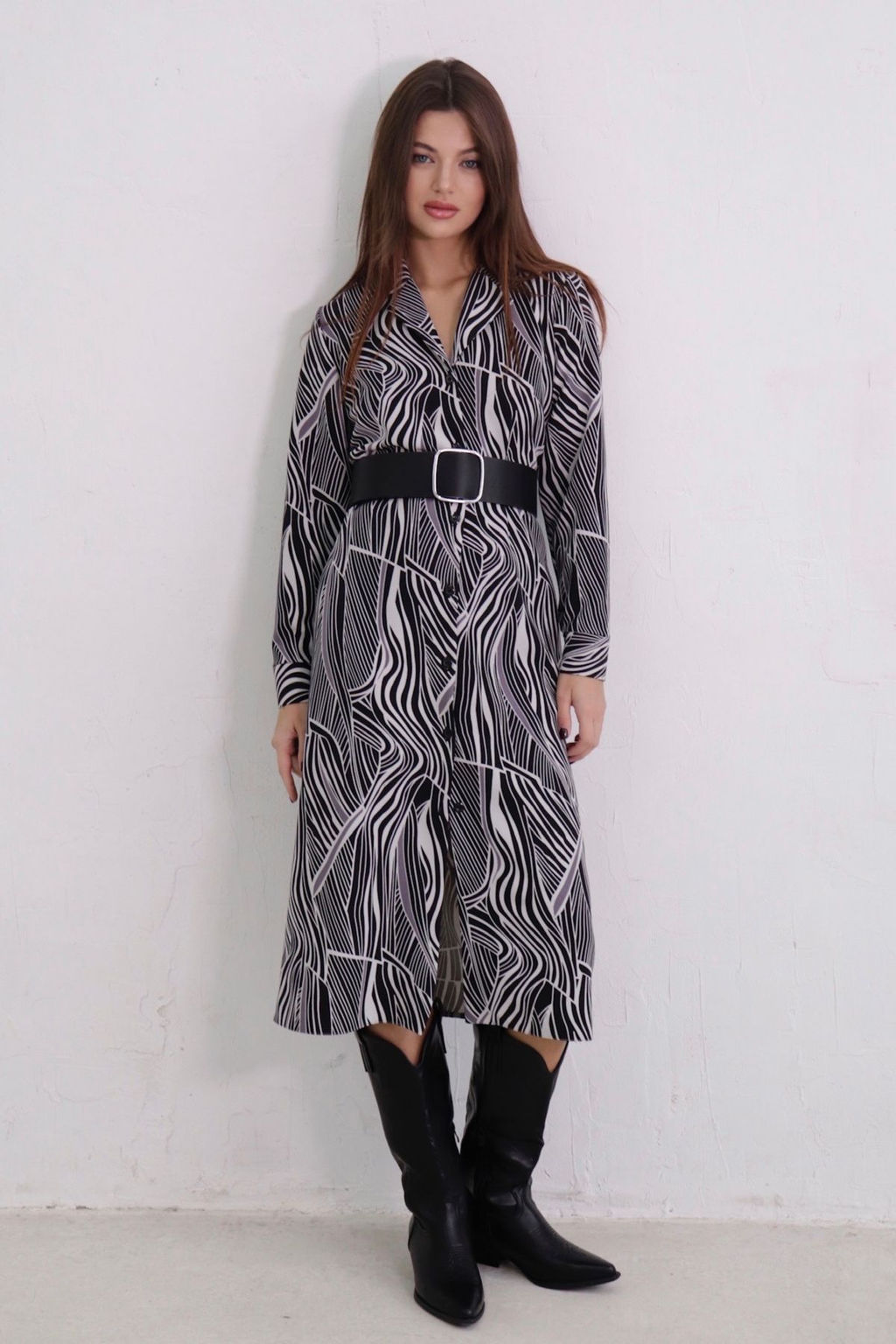 Платье-рубашка с английским воротником принт - Martichelli фото 76