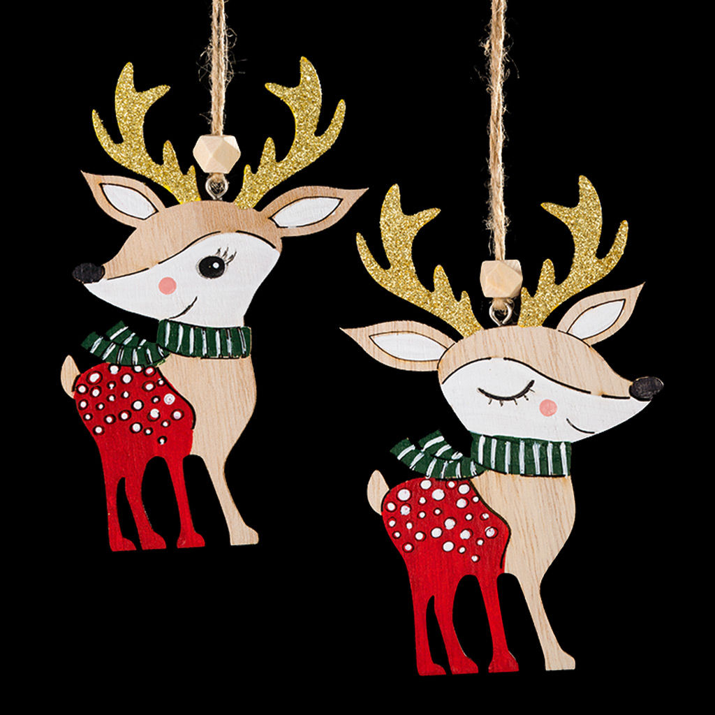 Цена за 1 шт. Украшение ErichKrause Decor Олененок-золотые рога 13см, дерево