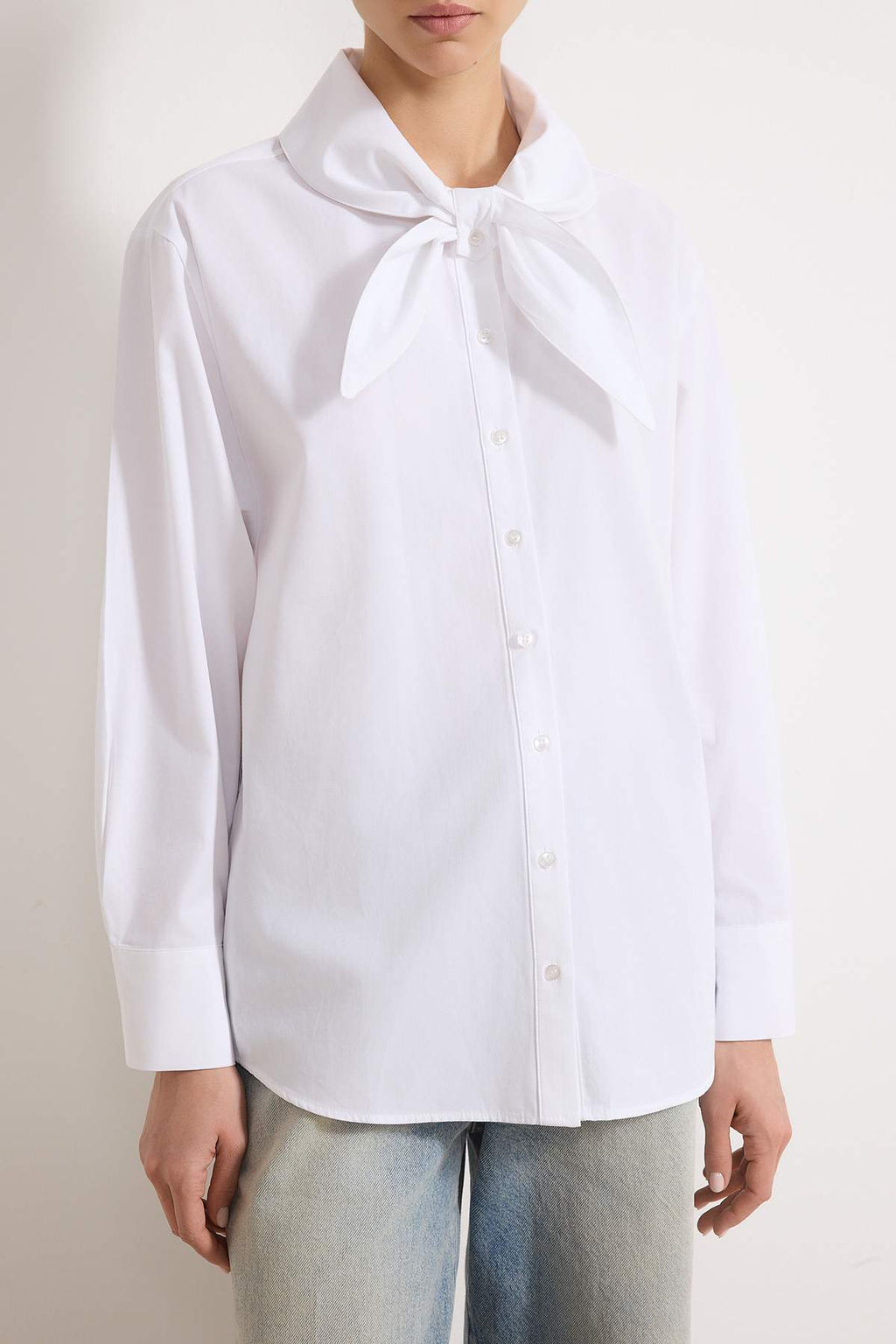 Koyu Kahverengi Pamuklu Yaka Fiyonk Baglamal? Genis Kal?p Poplin Gomlek TWOAW26GO00123 - Trendyolmilla фото 7