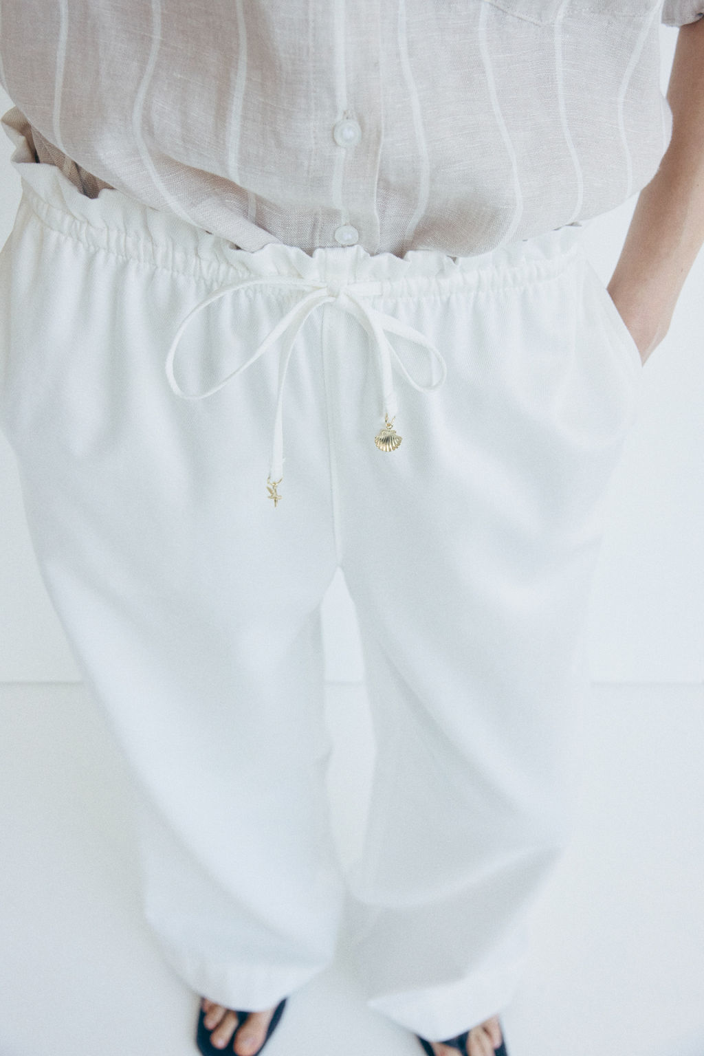 Pantal?n ancho con cintura paper bag - H&m фото 4