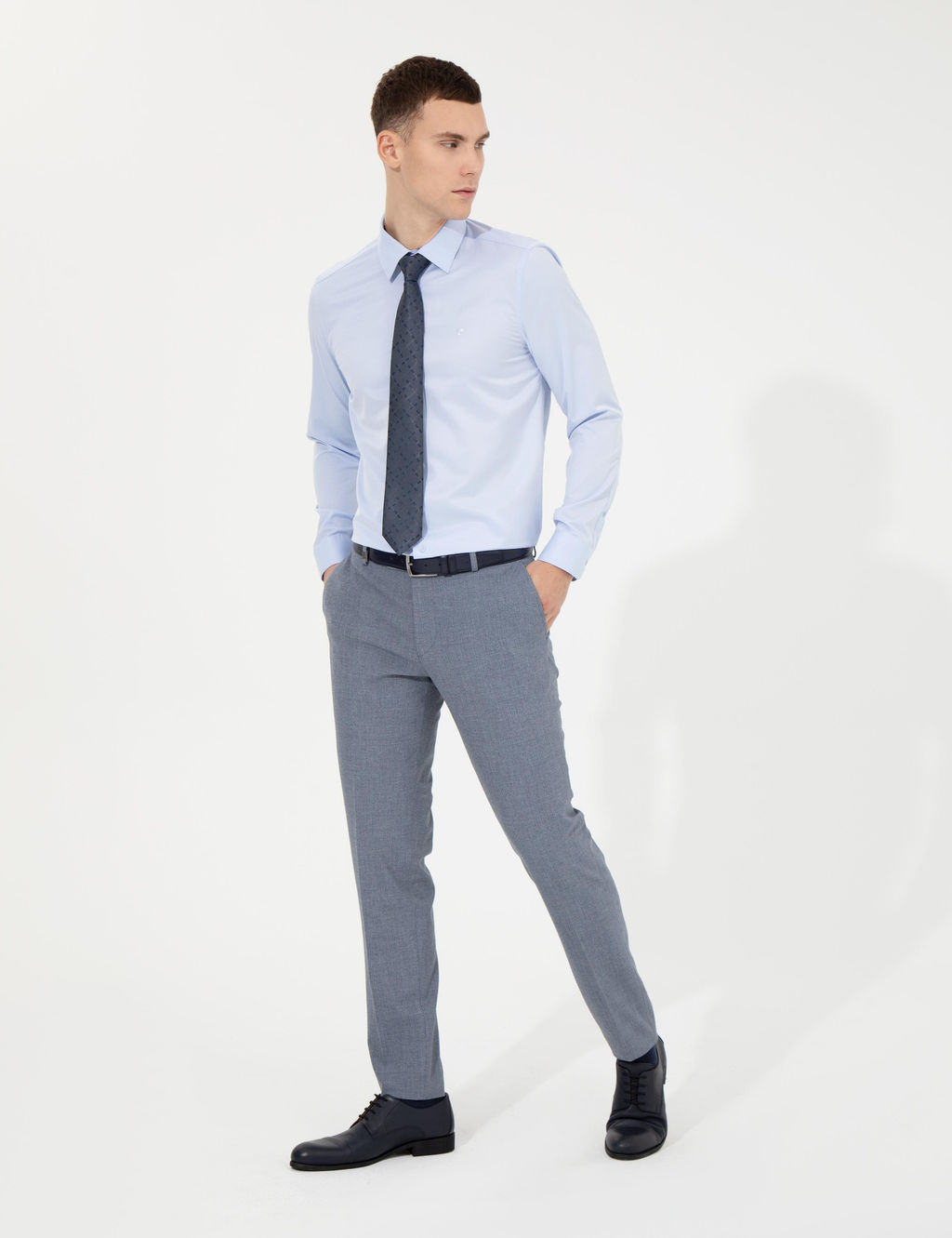 A__k Mavi Slim Fit Uzun Kollu Klasik G_mlek - Pierre cardin фото 4