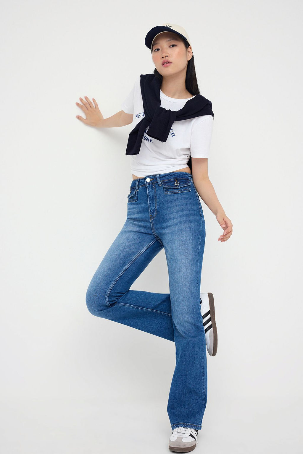 Teen Mavi Cep Detayl? Yuksek Bel Ispanyol Paca Flare Jeans TWOAW26JE00118 - Trendyolmilla фото 2