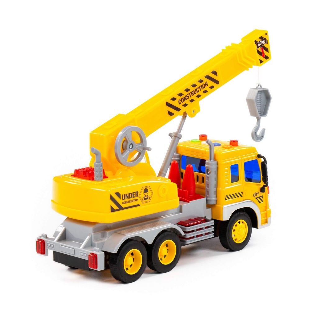 Сити, автомобиль-кран инерционный (со светом и звуком) (жёлтый) (в коробке) - Полесье фото 4